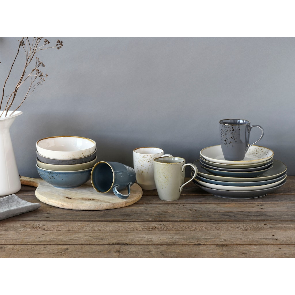 CreaTable Kombiservice »Geschirr-Set NATURE COLLECTION Nordic Style«, (Set, 16 tlg., Kaffeeservice und Tafelservice im Set, für 4 Personen), Service, handwerklicher Look, 16 Teile, für 4 Personen