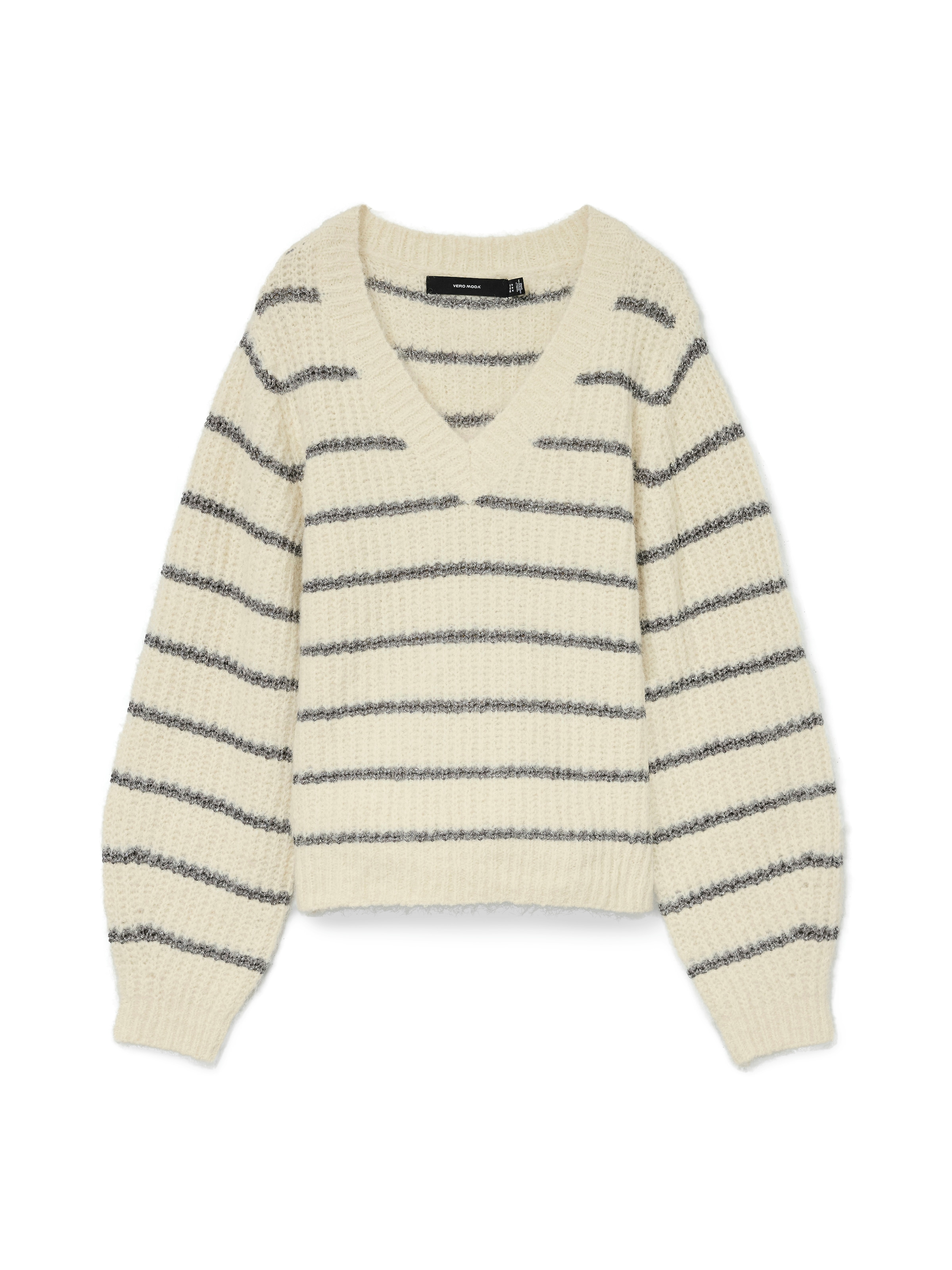 Vero Moda V-Ausschnitt-Pullover »VMAWESOME SHINE LS V-NCK STRIPE PULL BOO« mit Glitzer-Effekt