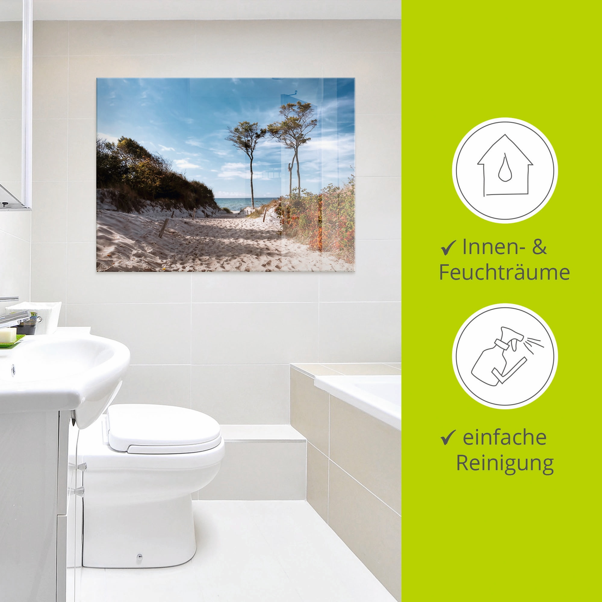 Artland Glasbild »Weststrand Darss« Strand 1 Stk. tlg. in verschiedenen Größen