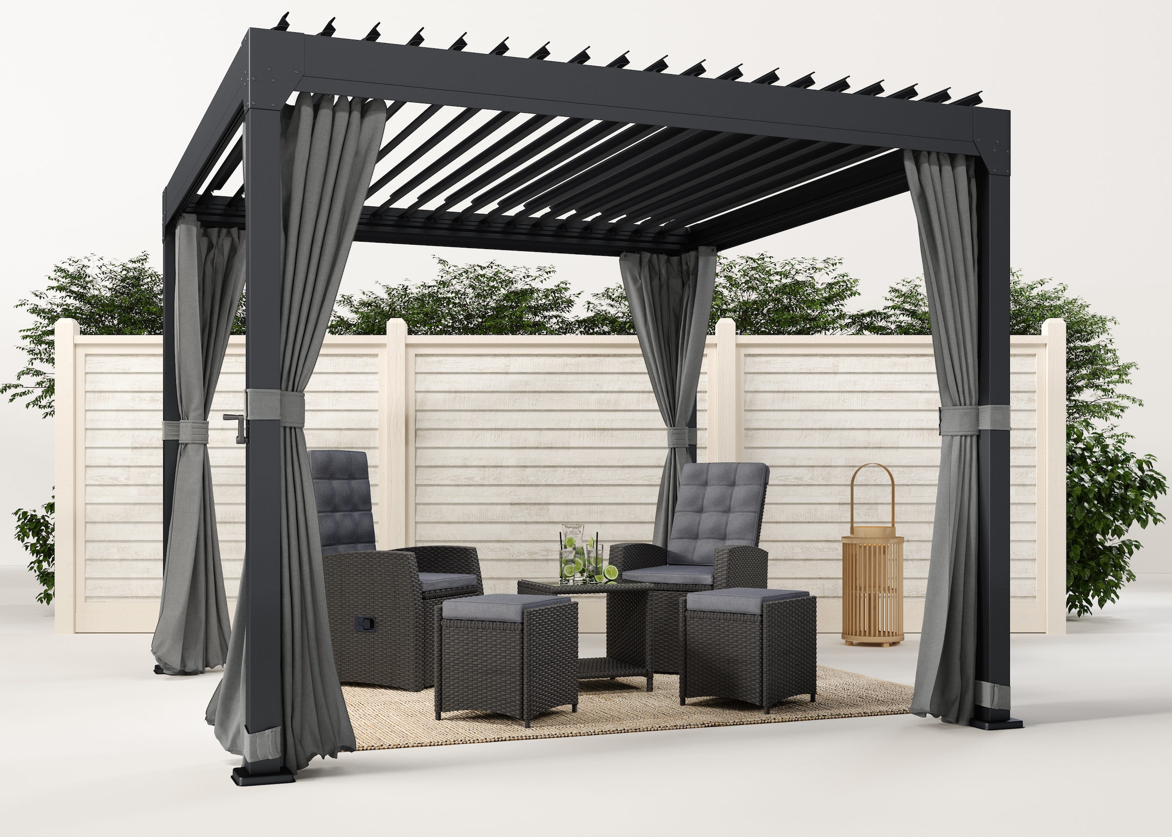 KONIFERA, »Palma« Pergola, mit Lamellendach, dunkelgrau, B/H/T: 304 cm x 244 cm x 304 cm, dunkelgrau