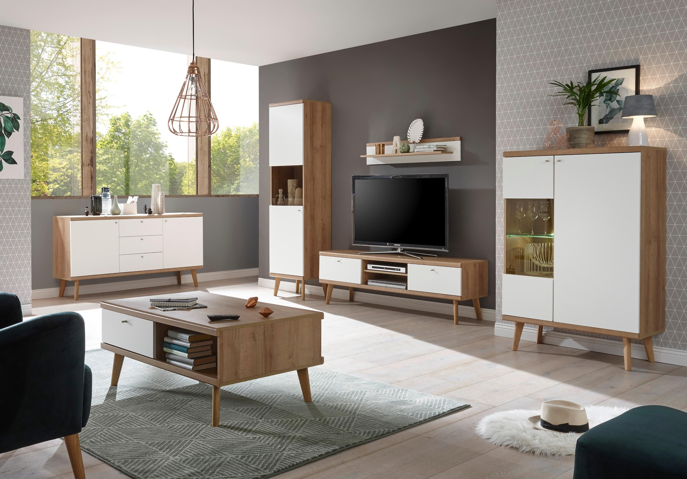 andas Vitrine »Merle«, Scandi Design, auf kaufen freundin Collection Rechnung Höhe der cm, Home aus 134