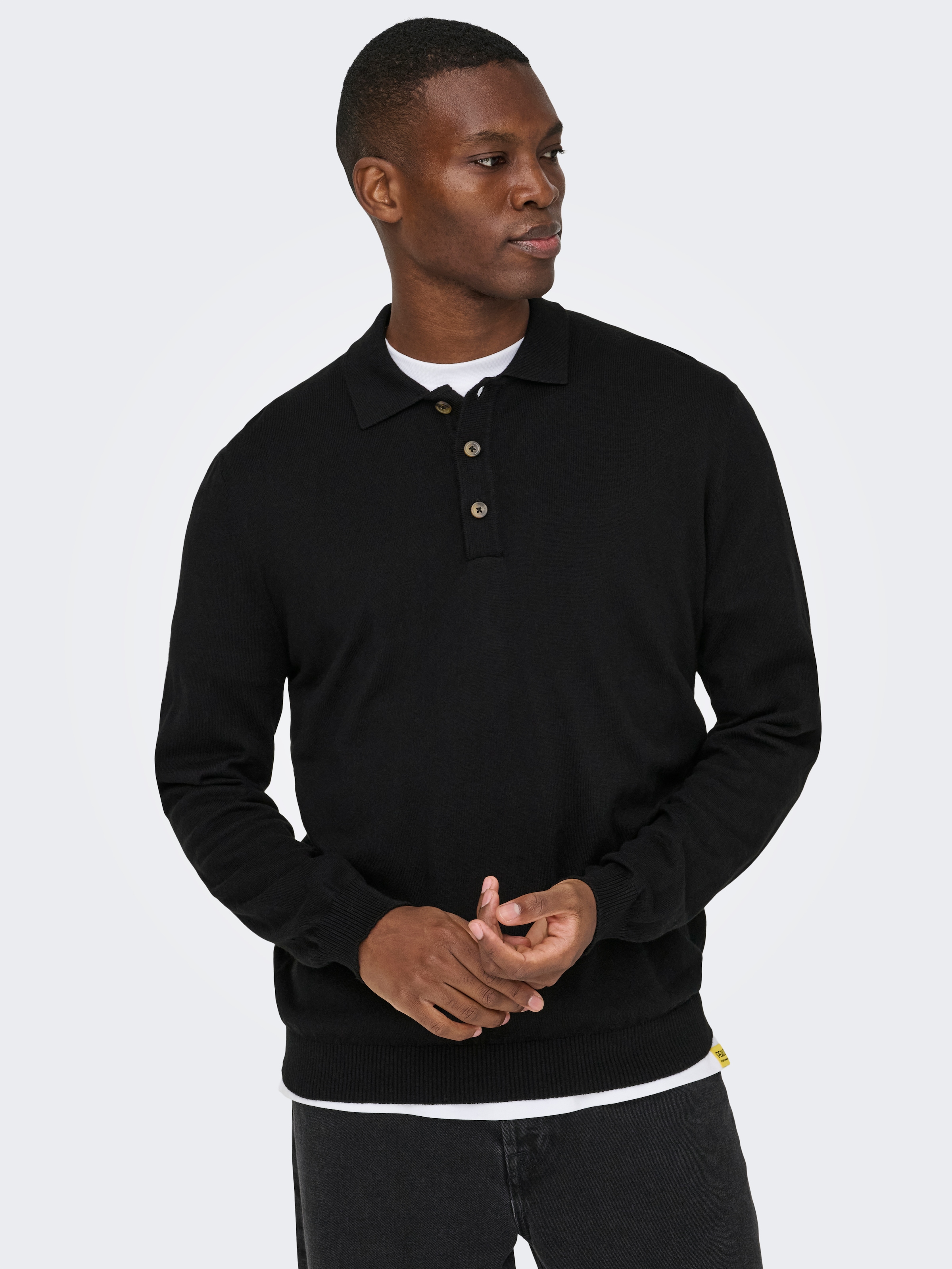 ONLY & SONS Polokragenpullover »ONSLOUI REG 12 LS MEL POLO KNIT«