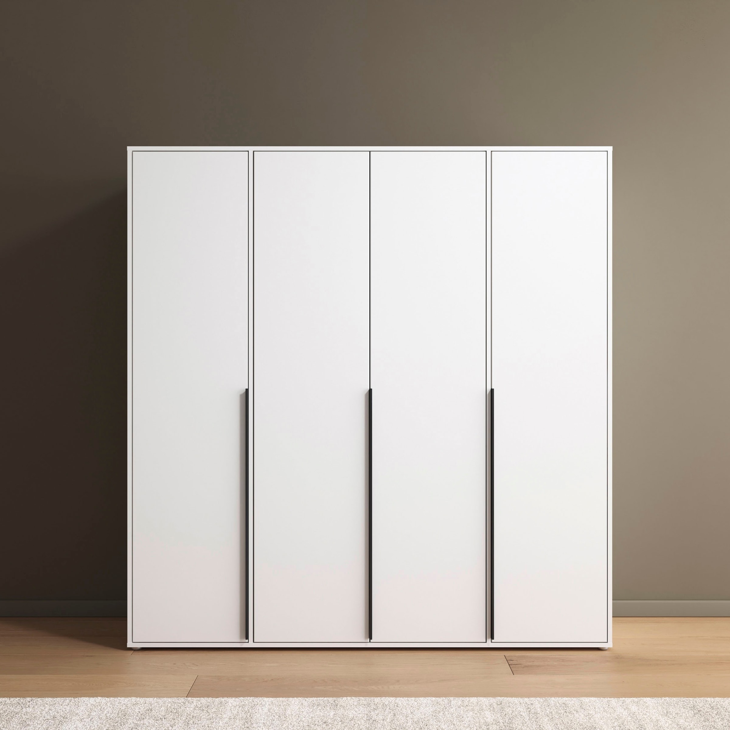 rauch Drehtürenschrank »Kleiderschrank Schrank Garderobe Wäscheschrank NAGATA viel Stauraum«, (in 3 verschiedenen Ausstattungen BASIC/CLASSIC/PREMIUM), mit modernen Stangengriffen in Graumetallic TOPSELLER MADE IN GERMANY