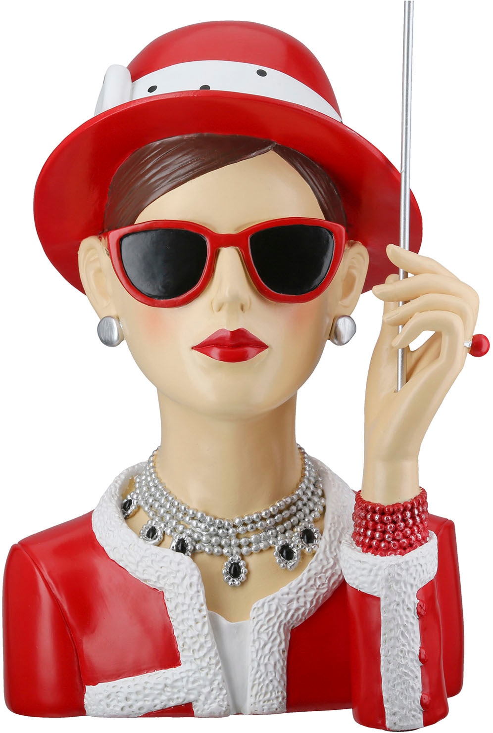 GILDE Schmuck Etagere »Figur; Schmuckständer Frau Chloe rot; silberfarben H. 39,5 cm« Mit integriertem Schmuckhalter, Skulptur
