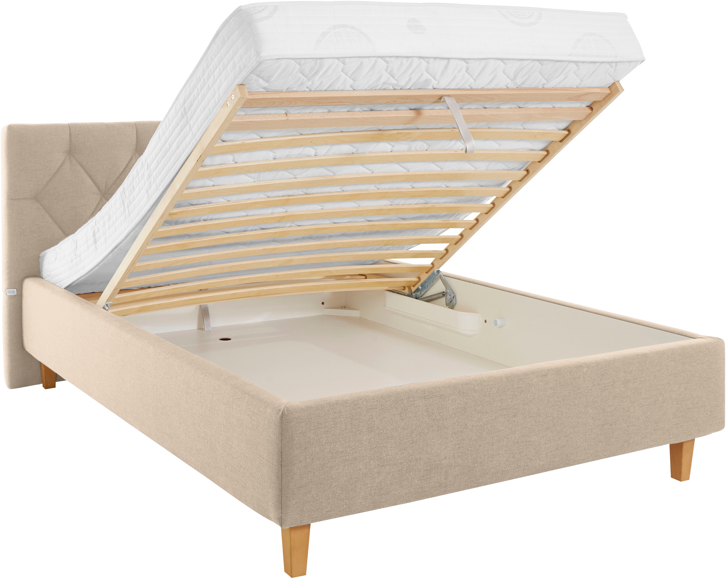 Home affaire Polsterbett »Sunley 100«, Kreuzsteppung, Kopfteilhöhe 102 cm, ohne oder mit Matratze/Lattenrost