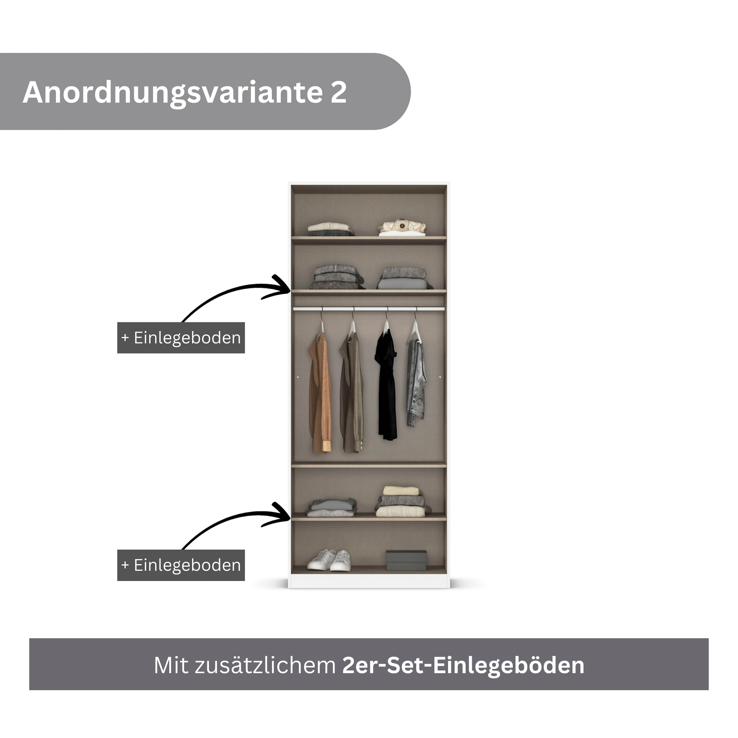 rauch Drehtürenschrank »Kleiderschrank Schrank Garderobe AGORDO mit Dekor- oder Hochglanzfront«, (in zwei Griff-Farben), durchdachte Innenausstattung, in 6 Breiten und 2 Höhen MADE IN GERMANY