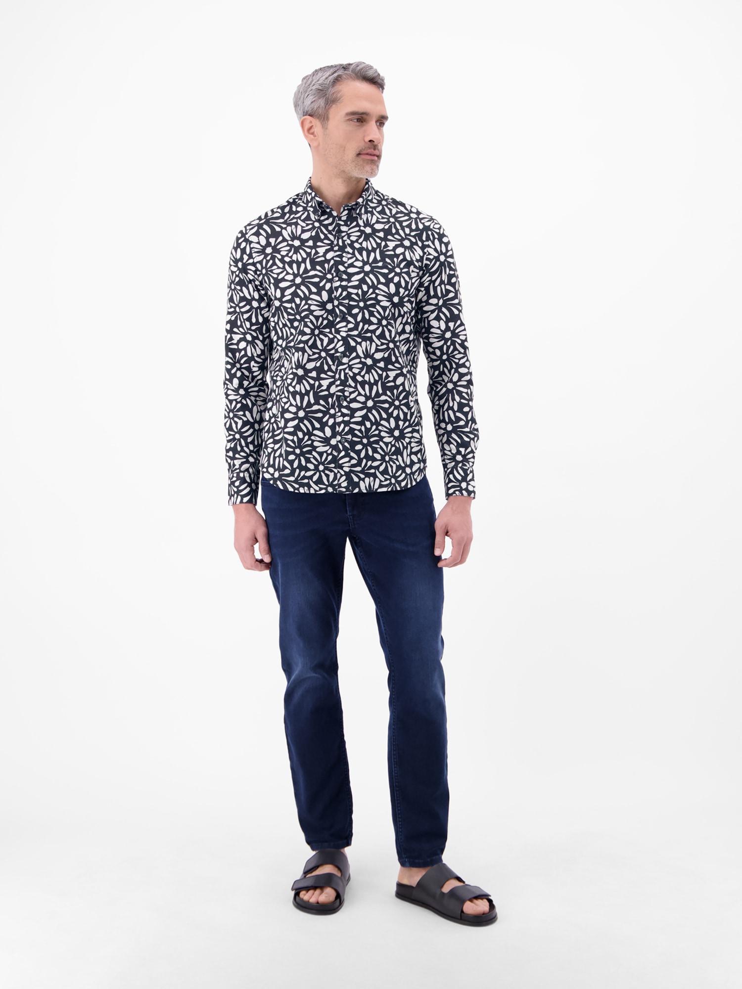 LERROS Leinenhemd »Langarmhemd mit floralem Print aus Mischgewebe« Baumwoll‑Leinen Mix, hautfreundlich, ideal für warme Tage, langarm