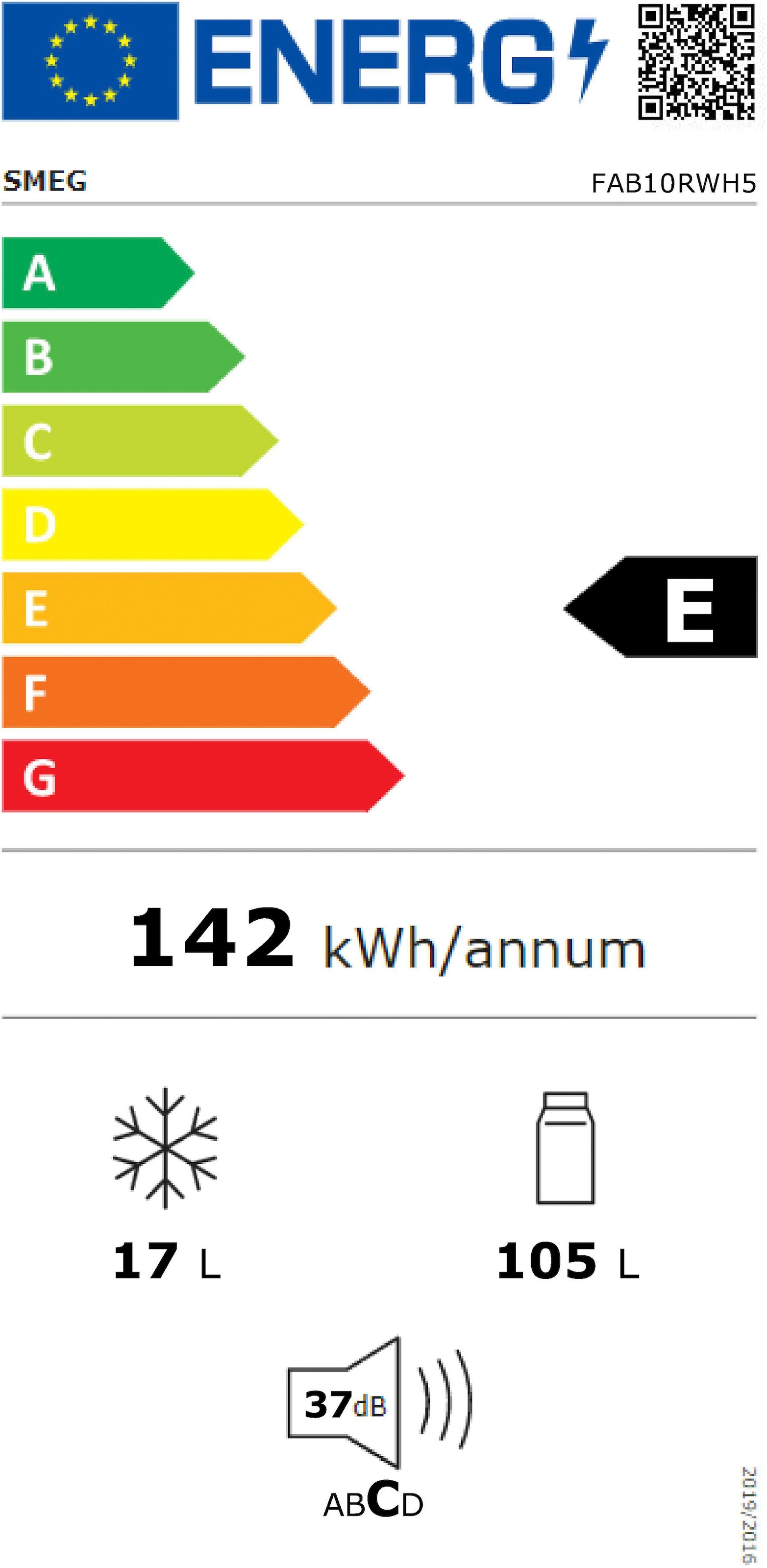 hoch, Smeg mit FAB10LWH5, 97 3 Garantie 54,5 »FAB10«, Kühlschrank XXL Jahren cm breit cm