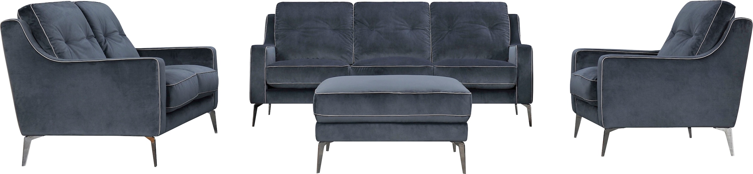 Leonique 2-Sitzer »Chicago« 2-Sitzer Ssofa, graublau, klassisch/modern, 147x92x90