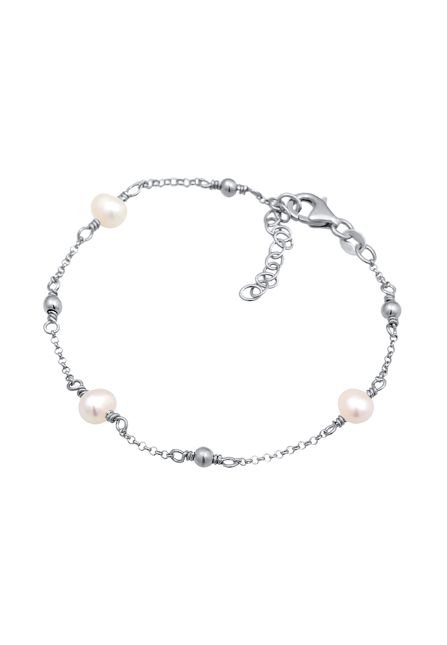 Elli Armkette »Armband Erbskette Kugeln Süßwasserzuchtperle 925er Silber«