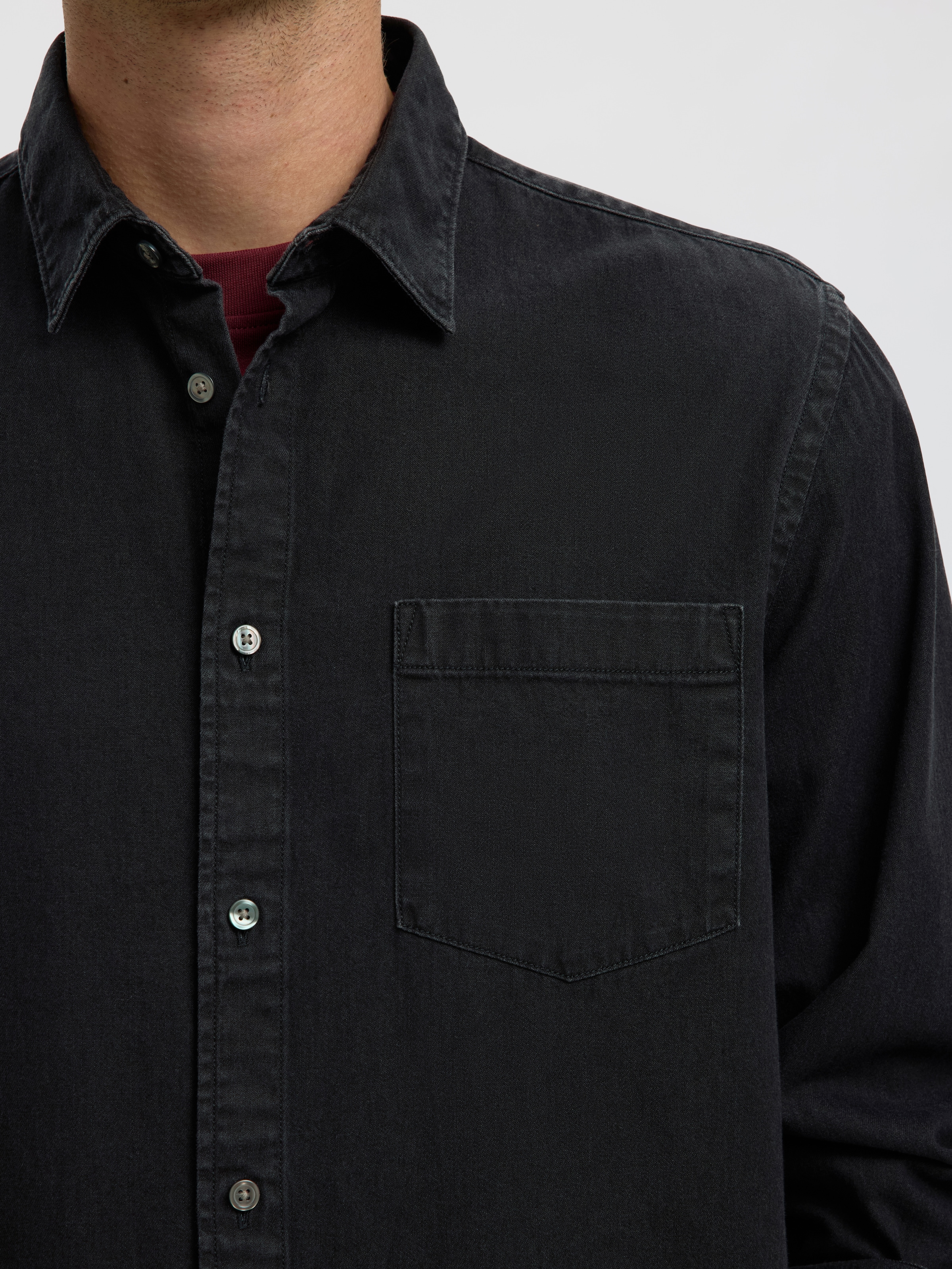 SELECTED Langarmhemd »SLHREGCARLO DENIM LS SHIRT NOOS« Baumwolle, regular fit