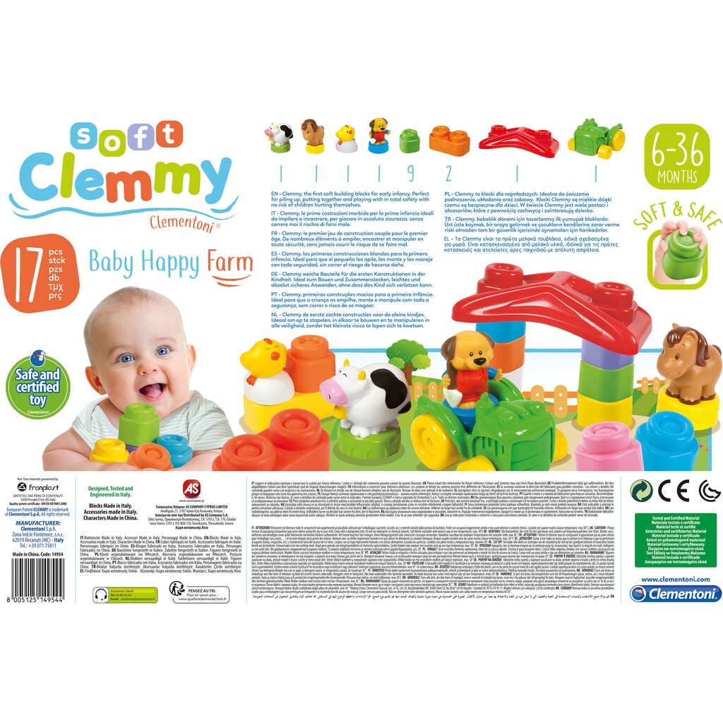 Clementoni® Spielbausteine »Clemmy Soft, Happy Farm«, (17 St.)