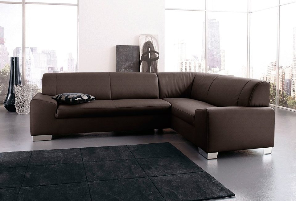 DOMO collection Ecksofa »Alisson, zeitlose Optik, flache Armlehnen, L-Form«, fester Sitzkomfort, wahlweise mit Bettfunktion
