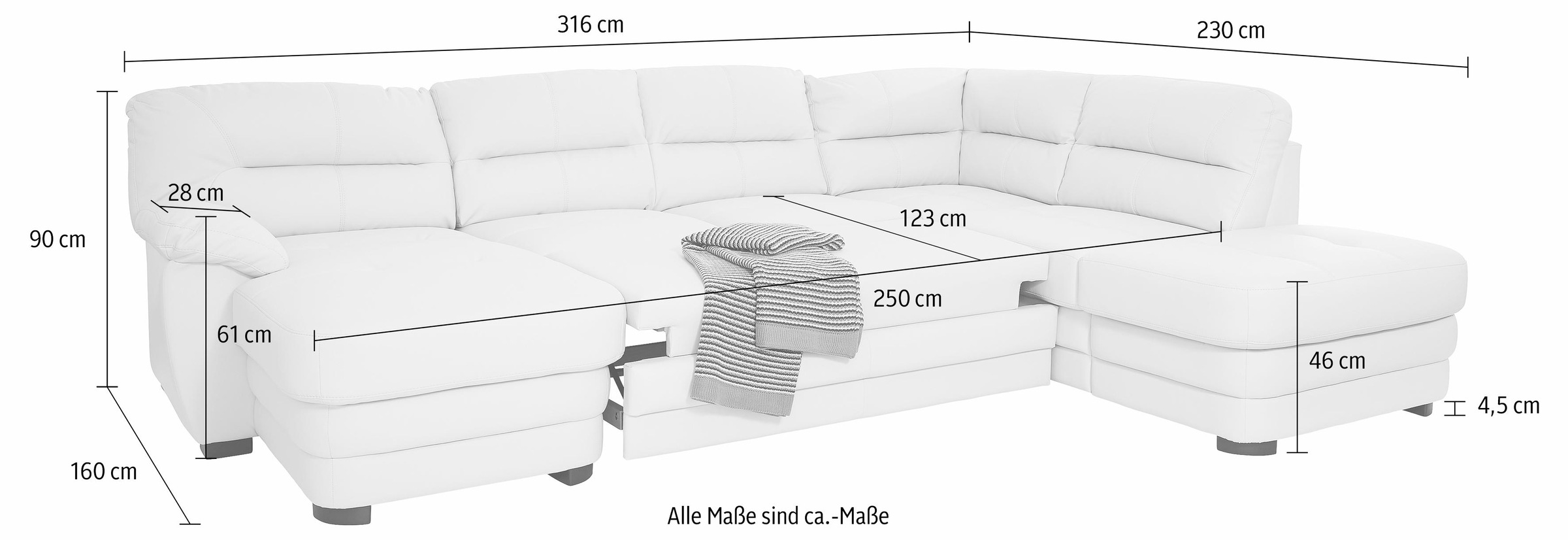 COTTA Wohnlandschaft »Royale U-Form«, wahlweise mit Bettfunktion