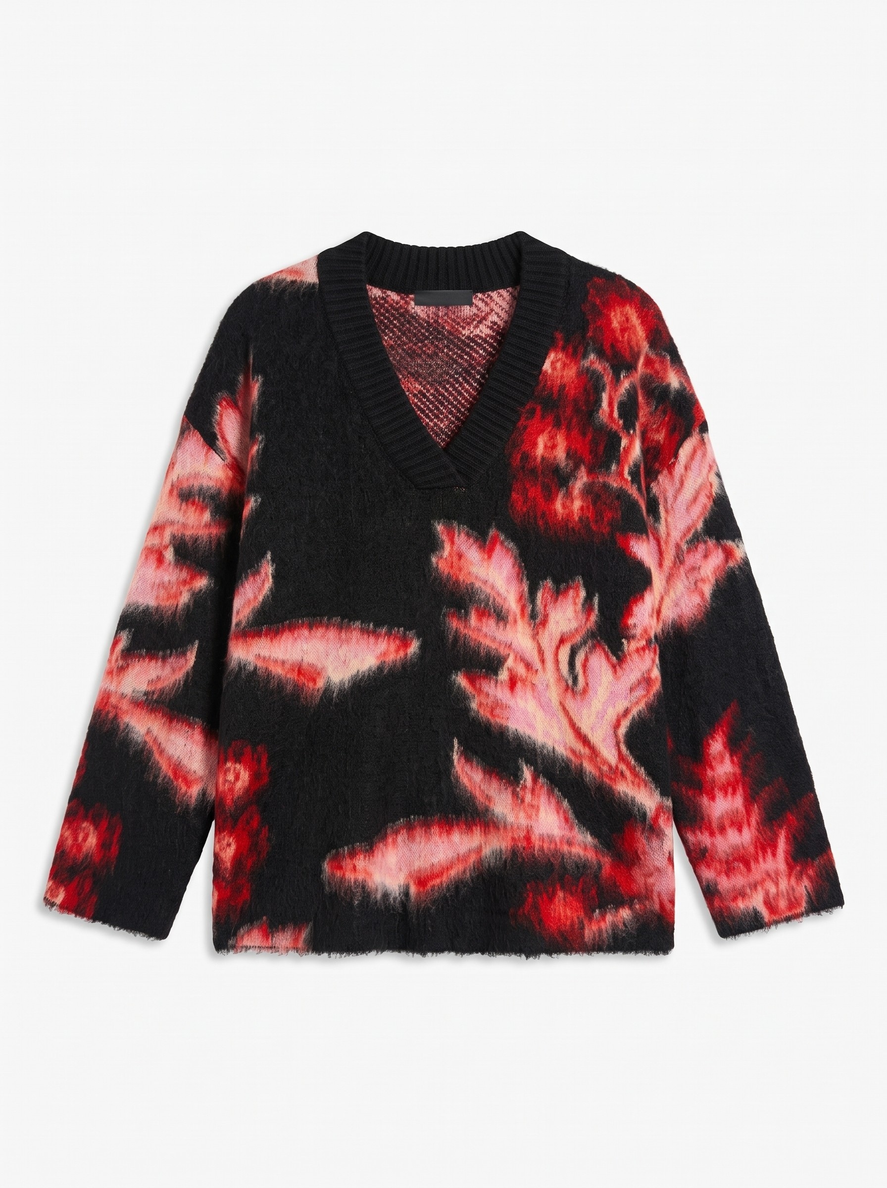 TOPSHOP V-Ausschnitt-Pullover »TSDIJA BRUSHED FLOWER JUMPER KNIT« Materialmix, bedruckt