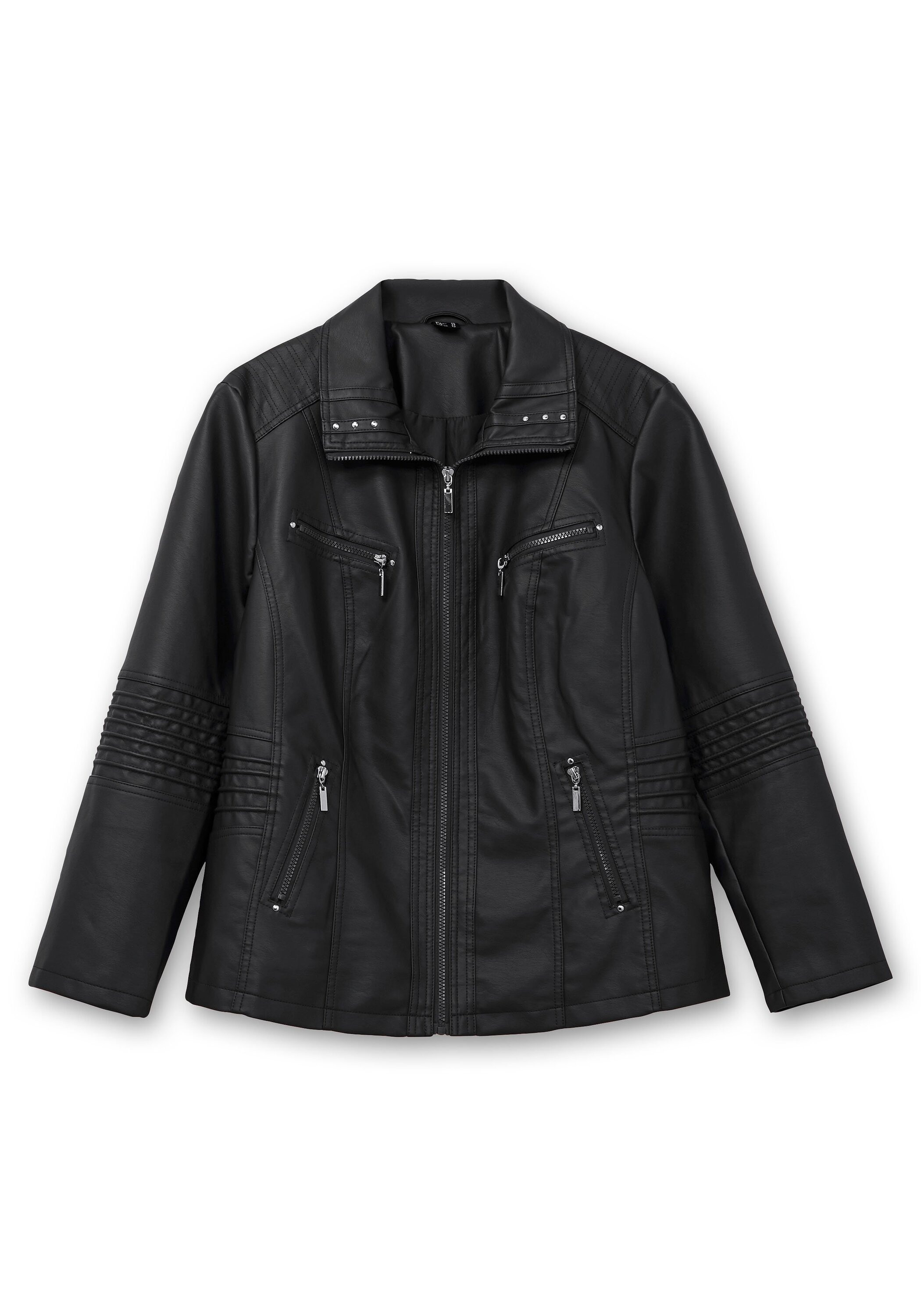Sheego Lederimitatjacke »Bikerjacke im Bikerlook«, ohne Kapuze, im Bikerlook