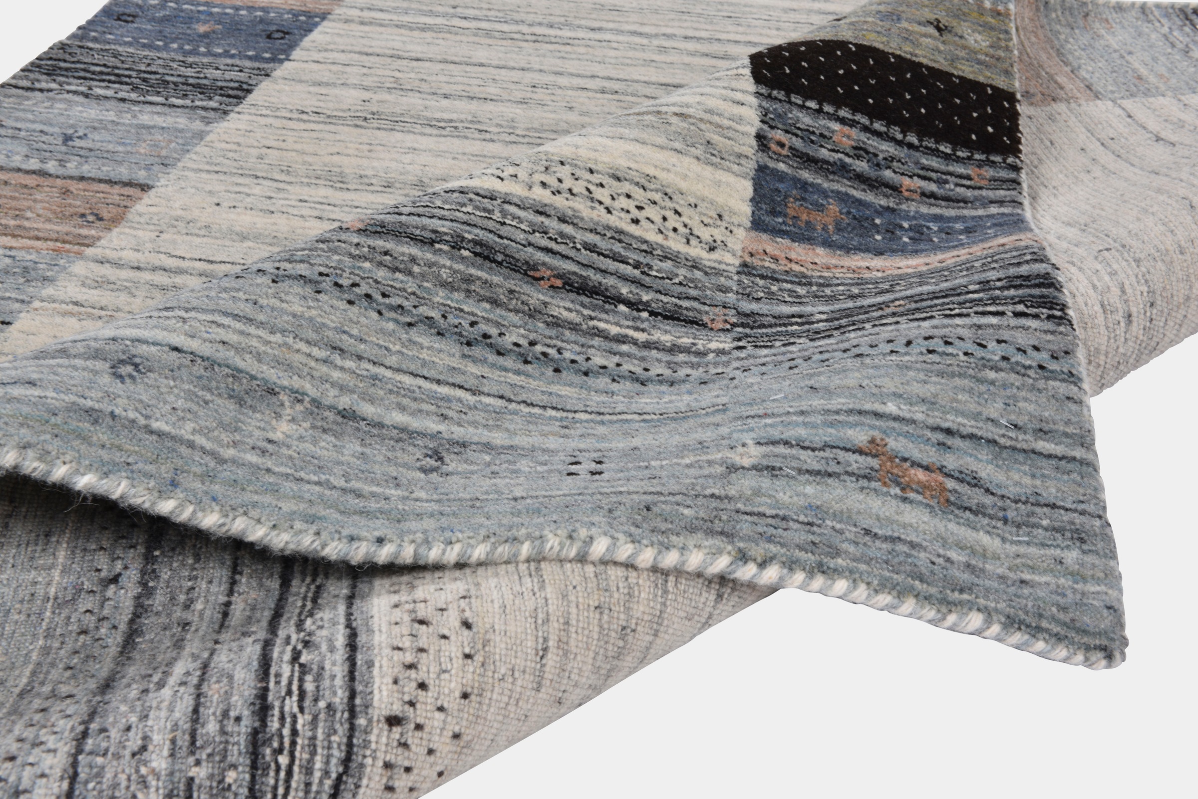 THEKO Wollteppich »Nebraska 2828«, rechteckig, 10 mm Höhe, Handweb-Teppich, reine Wolle, handgewebt, Gabbeh Design, mit Bordüre