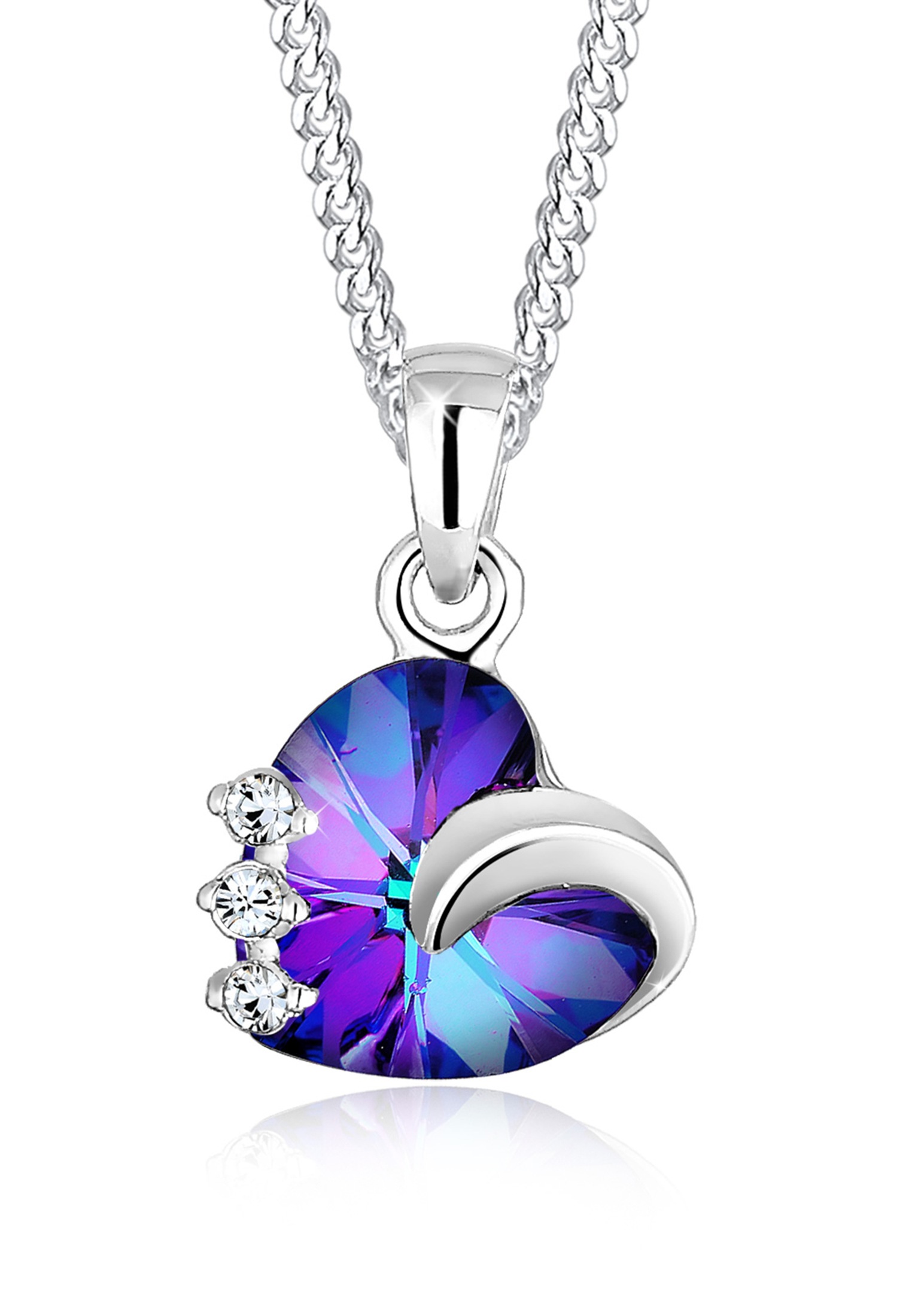 Elli Silberkette »Halskette Herz Blau 925 Sterling Silber, mit Kristallen von Swarovski®«