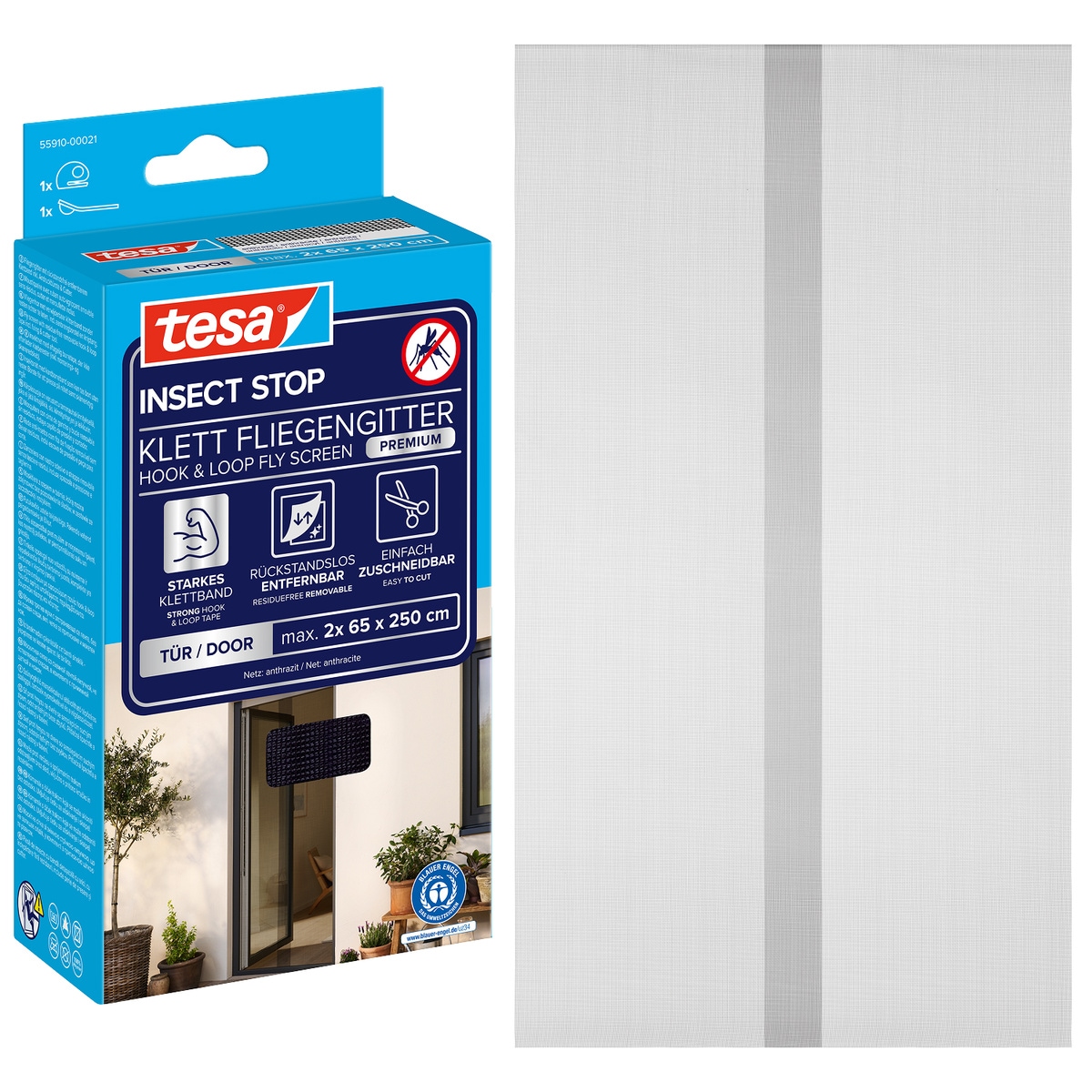 tesa Fliegengitter INSECT STOP für Türen, 0,65 m x 2,50 m