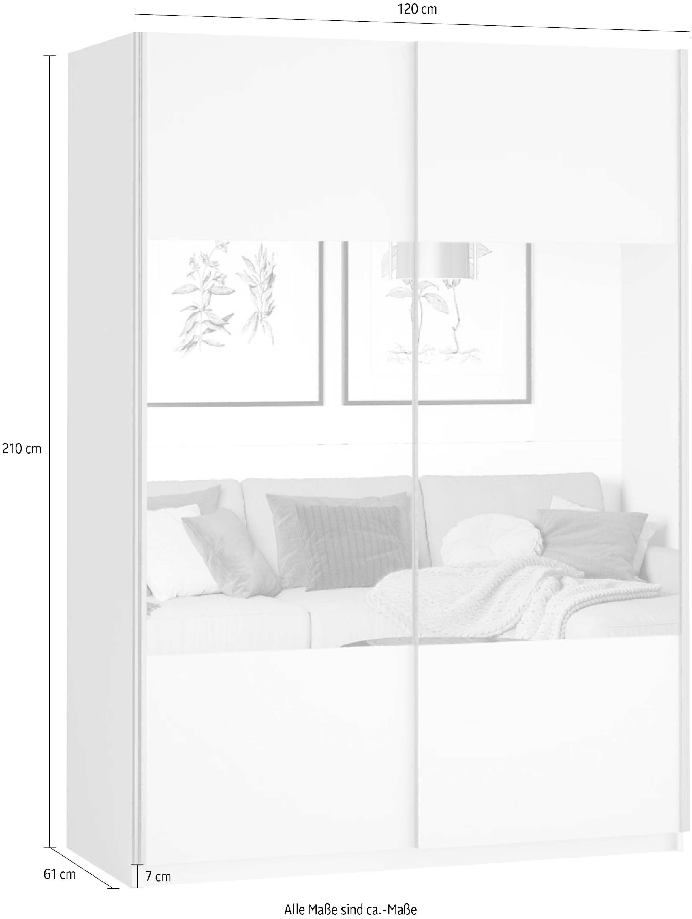 Home affaire Schwebetürenschrank »Beta Schiebetürenschrank Kleiderschrank Wäscheschrank« mit Spiegel, INKLUSIVE kompletter Innenausstattung, Metallgriffe