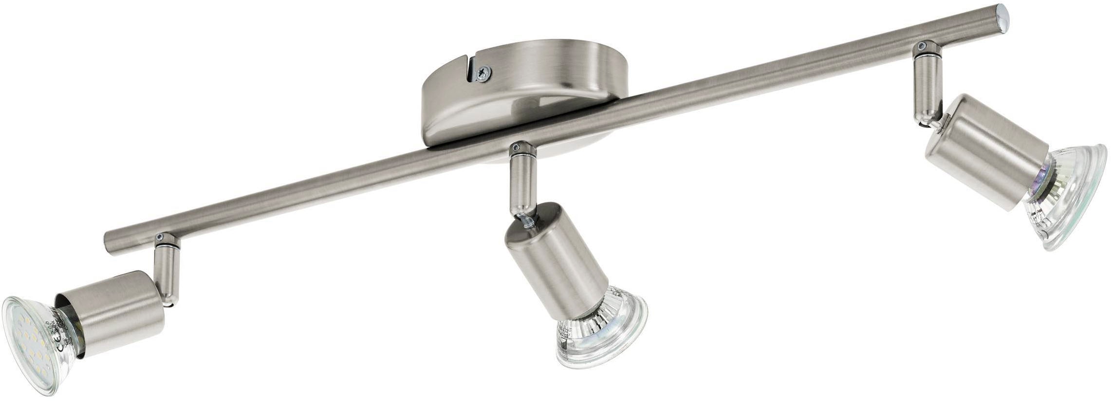 EGLO Deckenleuchte »Buzz-LED Deckenlampe, Wohnzimmerlampe aus Metall, Küchenlampe, GU10« GU10 1 Stk. Spot - L48,5 x B6,5 cm - nickel-matt - 3X2,8W inkl.