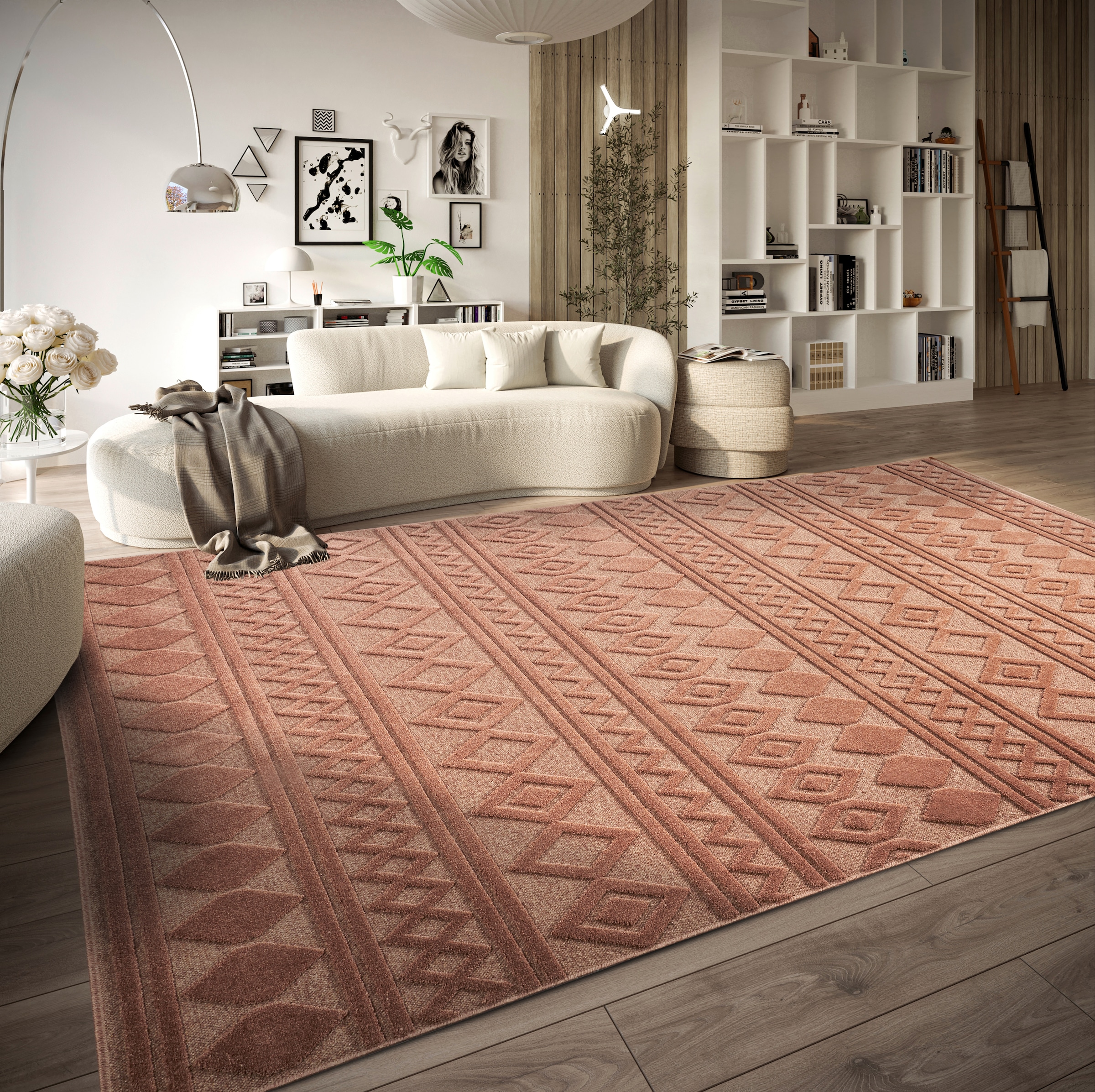 Villeroy & Boch Teppich »Catherine«, rechteckig, 5,5 mm Höhe, Wohnzimmer, Schlafzimmer, Modern, Hoch-Tief Effekt, Flur