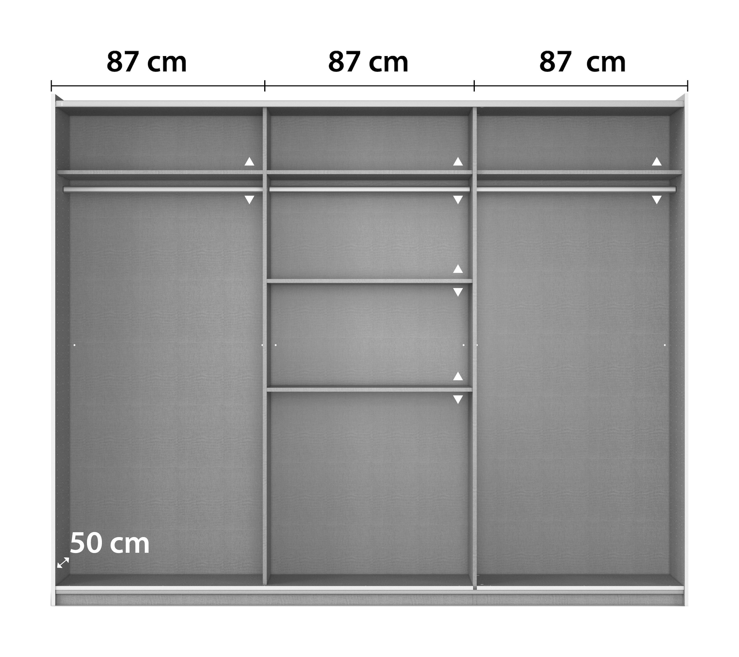 rauch Schwebetürenschrank »AURELIO Kleiderschrank Garderobe TOPSELLER«, 3 verschiedene Ausstattungsvarianten Griffe aus Metall MADE IN GERMANY