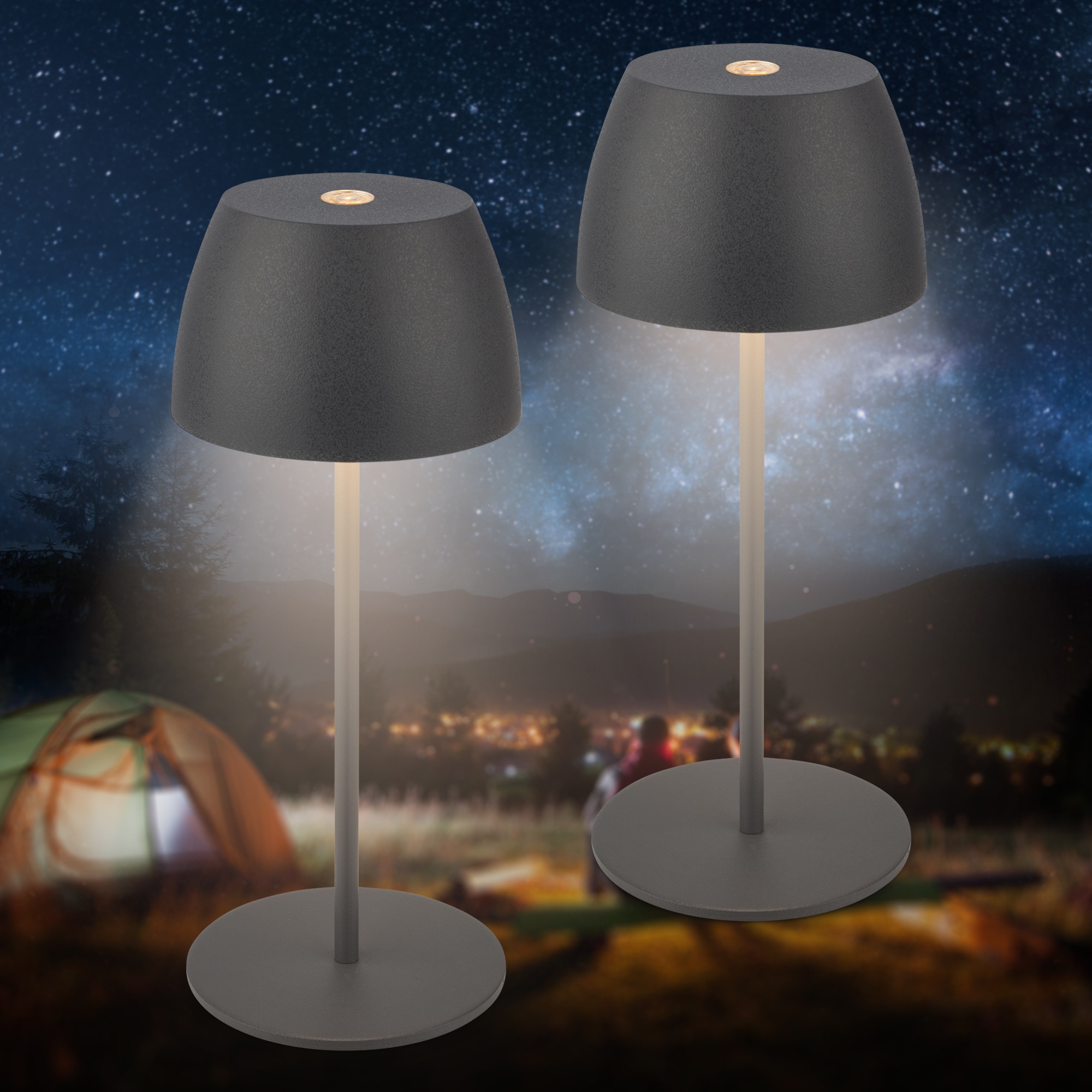 Briloner Leuchten Tischleuchte »2er Set LED Tischlampe kabellos, weiß« 2er Set Tischlampe kabellos 20 x 8 cm Anthrazit 2,5W