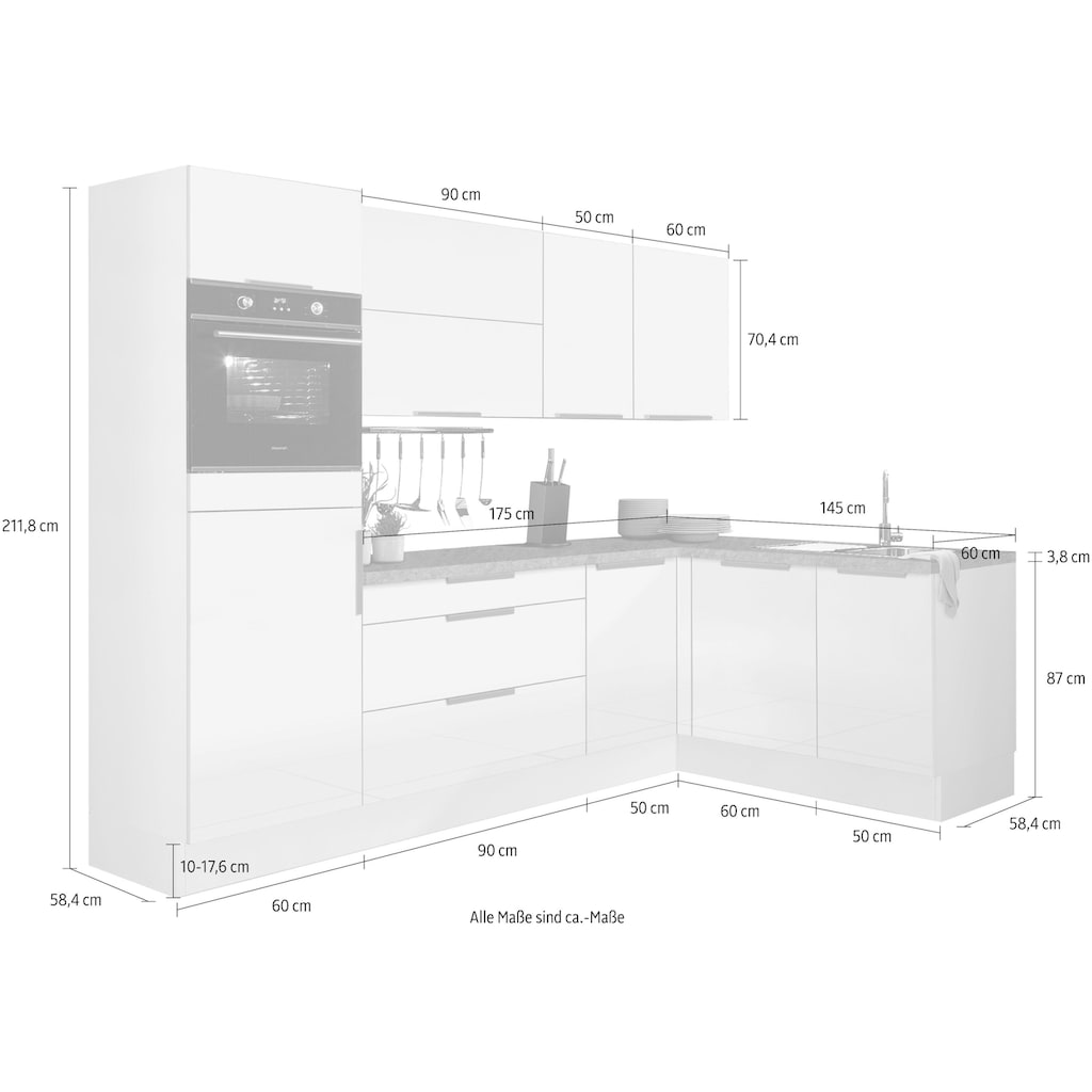 OPTIFIT Winkelküche »Tara«, mit Vollauszug und Soft-Close-Funktion, Stellbreite 265 x 175 cm