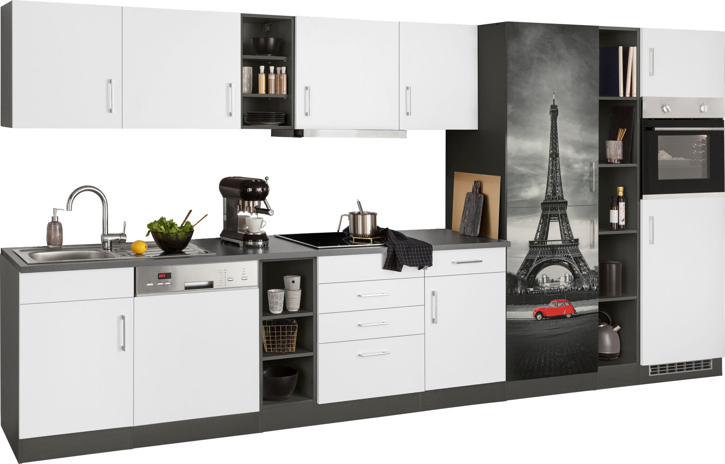 KOCHSTATION Küchenzeile »KS-Paris«, mit E-Geräten, Breite 400 cm