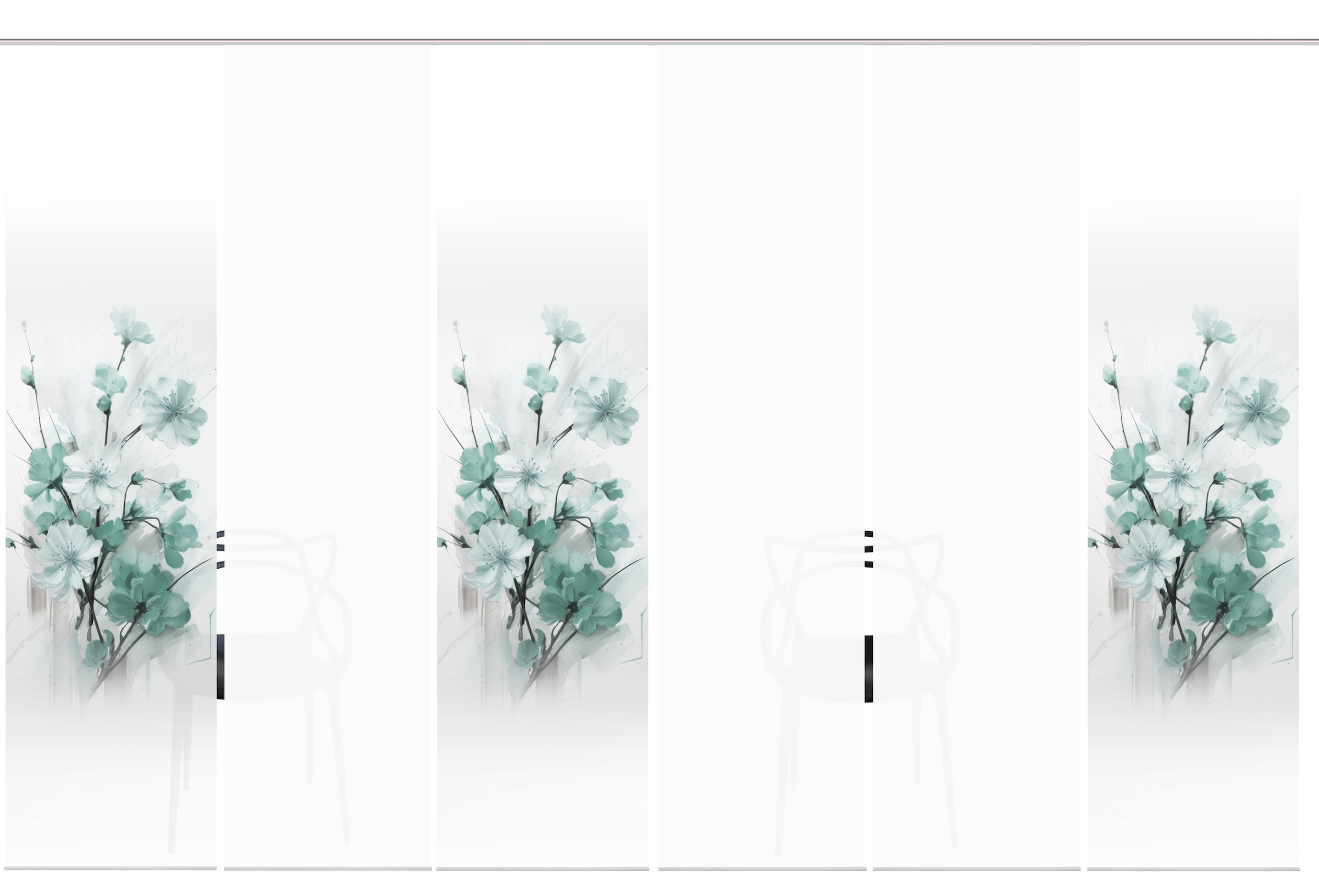 HOME WOHNIDEEN Schiebegardine »LOTUS« Paneelwagen 6 Stk. tlg. Schiebewand Seidenoptik, SET, Digitaldruck