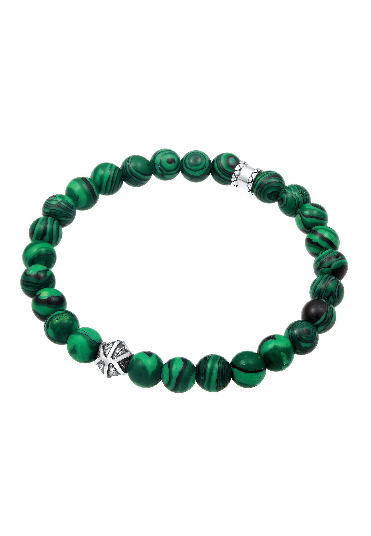 Kuzzoi Armkette »Armband Herren synth. Malachit Bead Oxidiert 925 Silber«