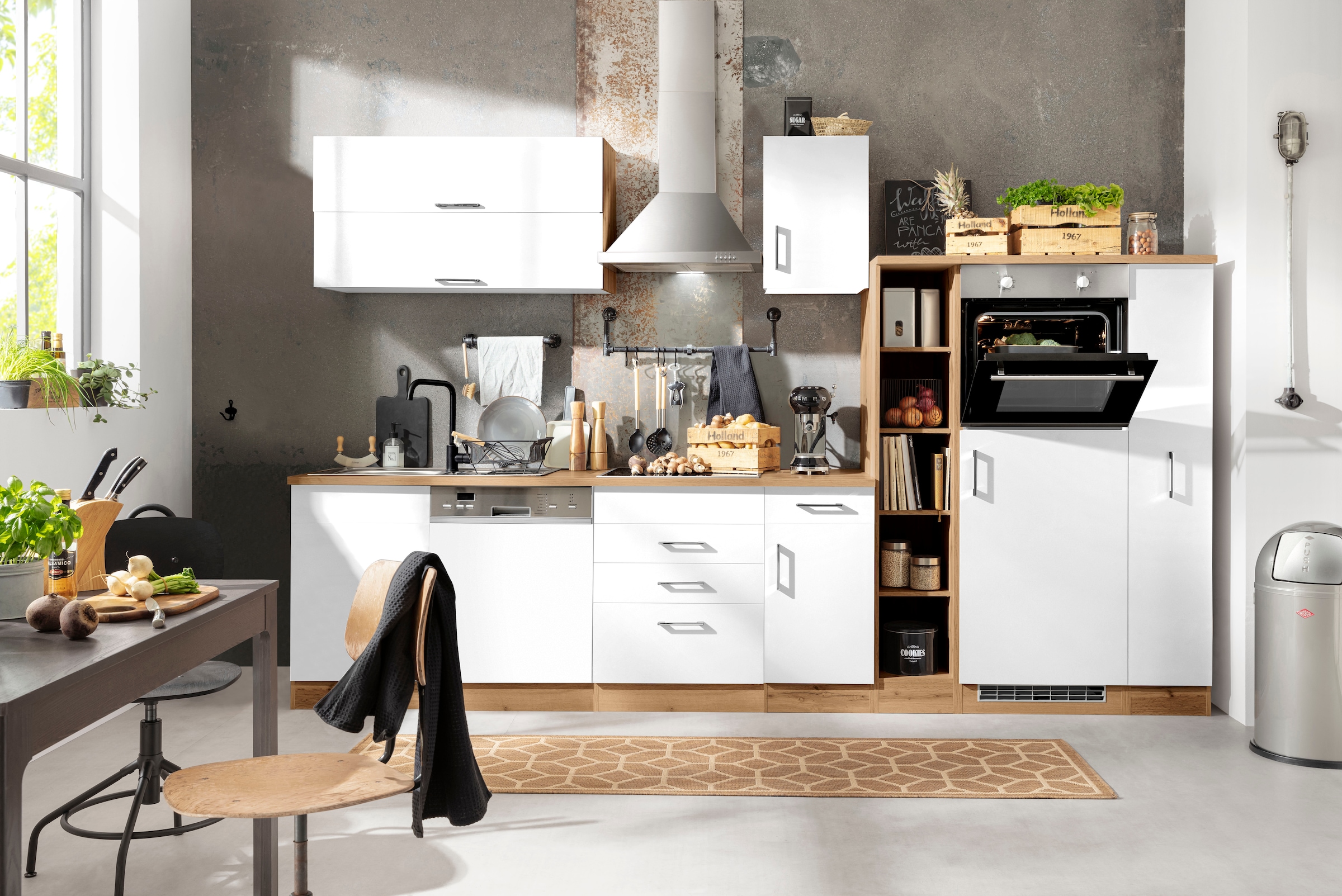 KOCHSTATION Küchenzeile »KS-Colmar« mit E-Geräten, Breite 330 cm