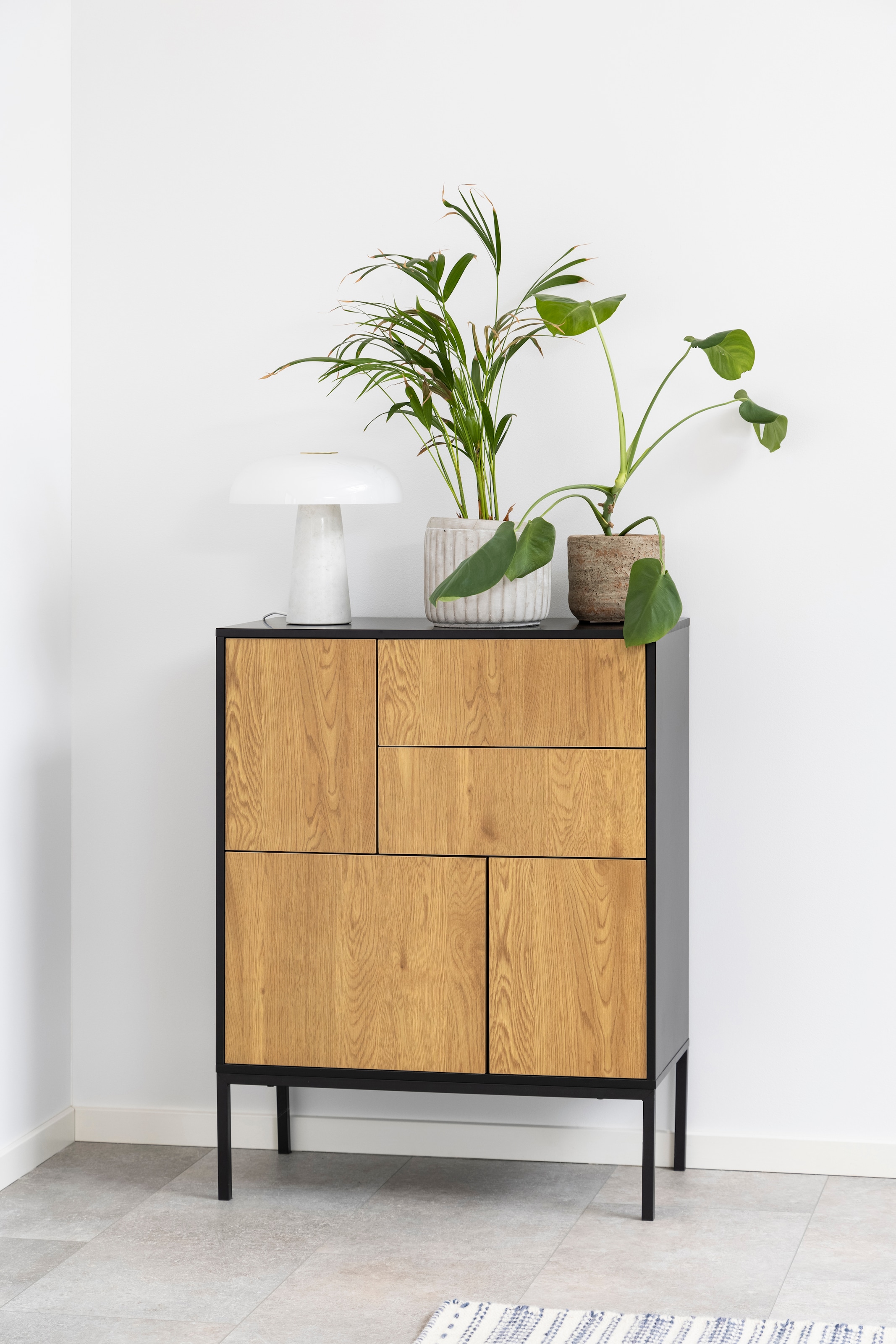 Sideboard, (1), mit Wildeiche-Nachbildung, 3 Türen und 2 Schubladen, Breite 80 cm