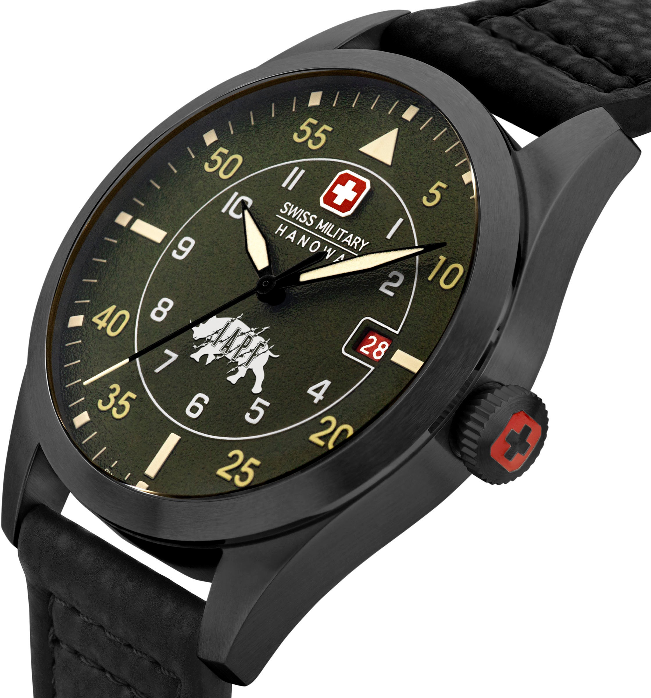 Swiss Military Hanowa Quarzuhr »LEAD RANGER, SMWGN0001231«, Armbanduhr, Herrenuhr, Schweizer Uhr, Swiss Made, Datum, Saphirglas
