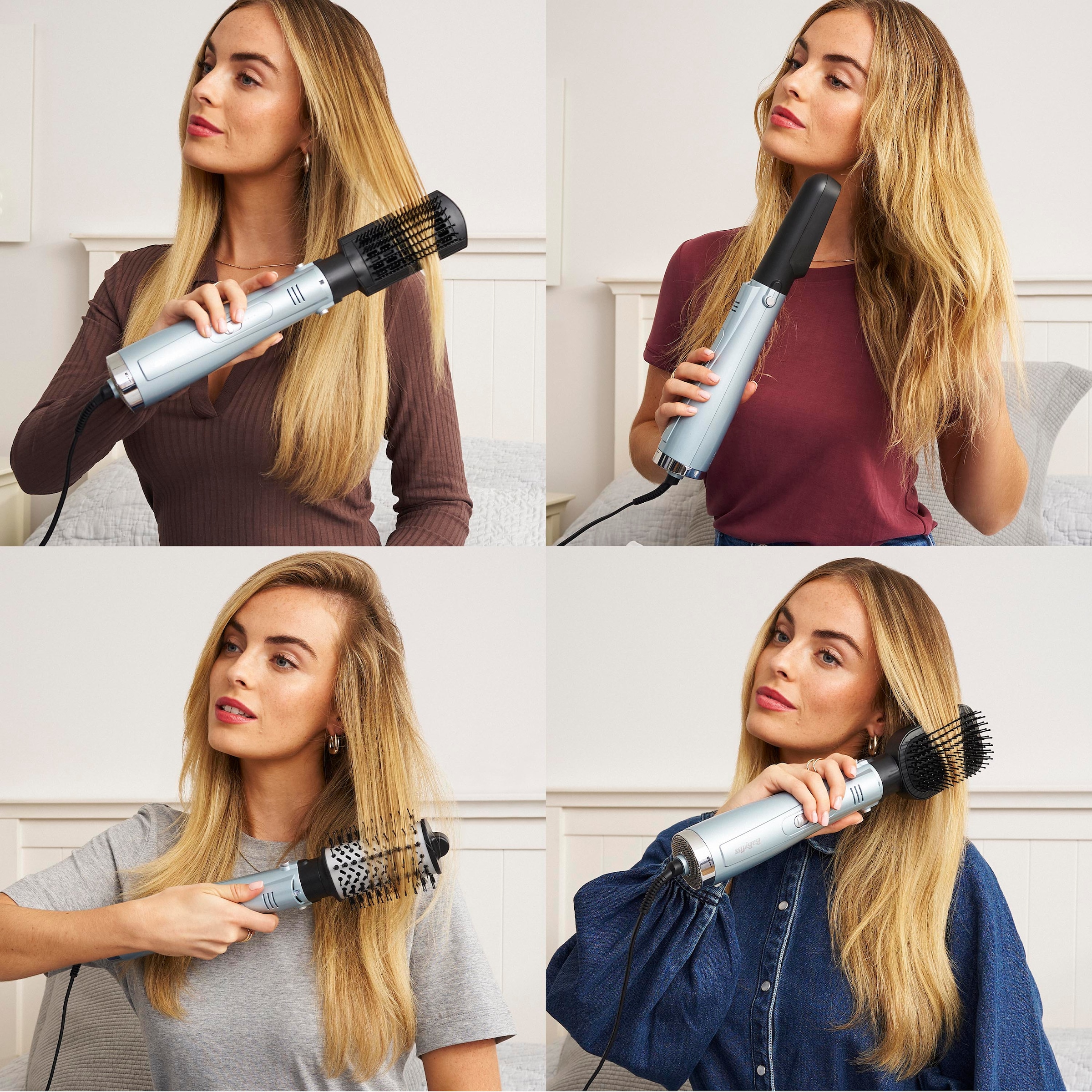 BaByliss Warmluftbürste »BaByliss Hydro Fusion Smooth & Shape 4-in-1 Warmluftbürste, AS774E« 4 Aufsätze Rundbürstenföhn mit Dual-Ionen für Anti-Frizz & 4 Aufsätzen, 1000W