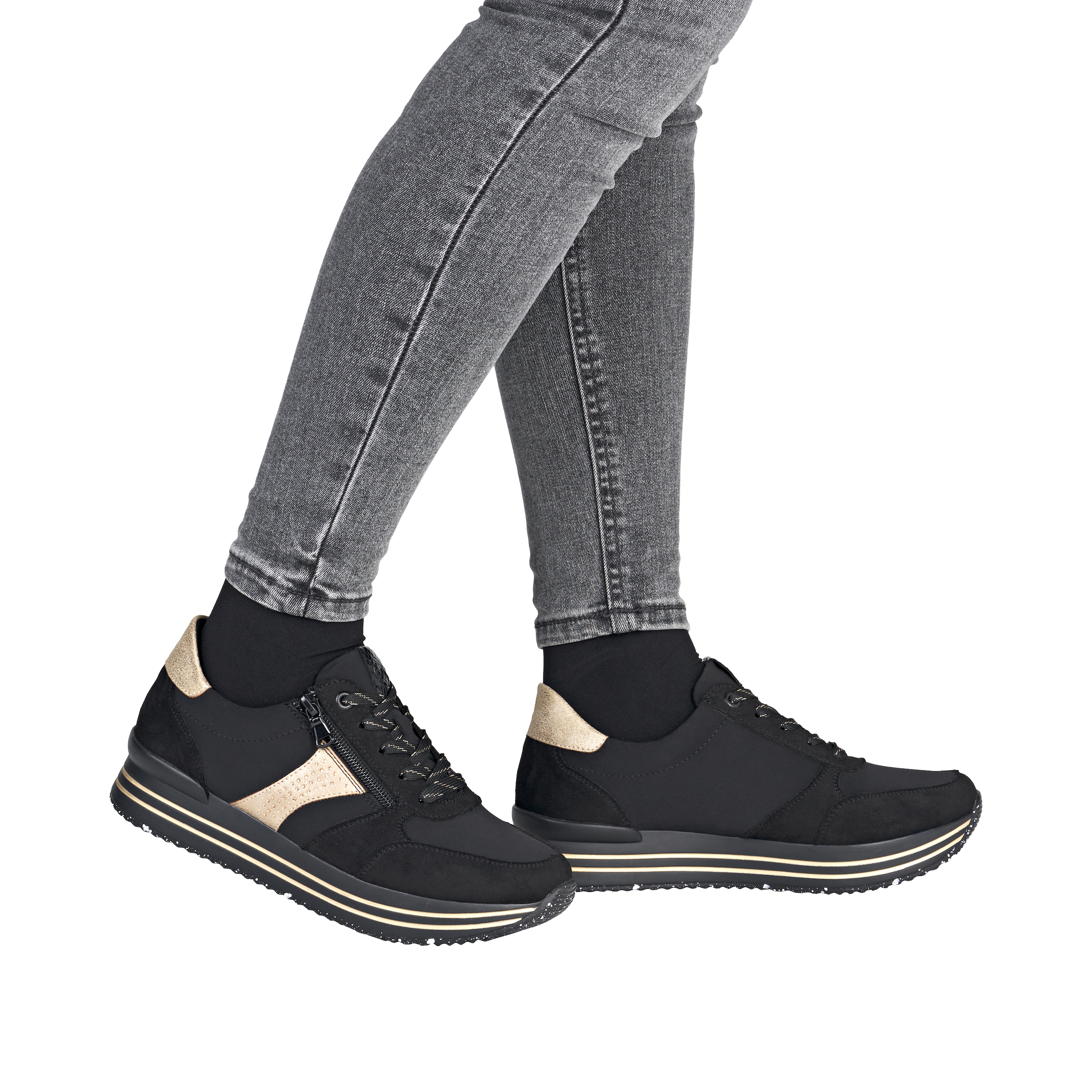 Remonte Sneaker  Schnürschuh, Halbschuh, Plateausneaker mit Schmucksteinchen
