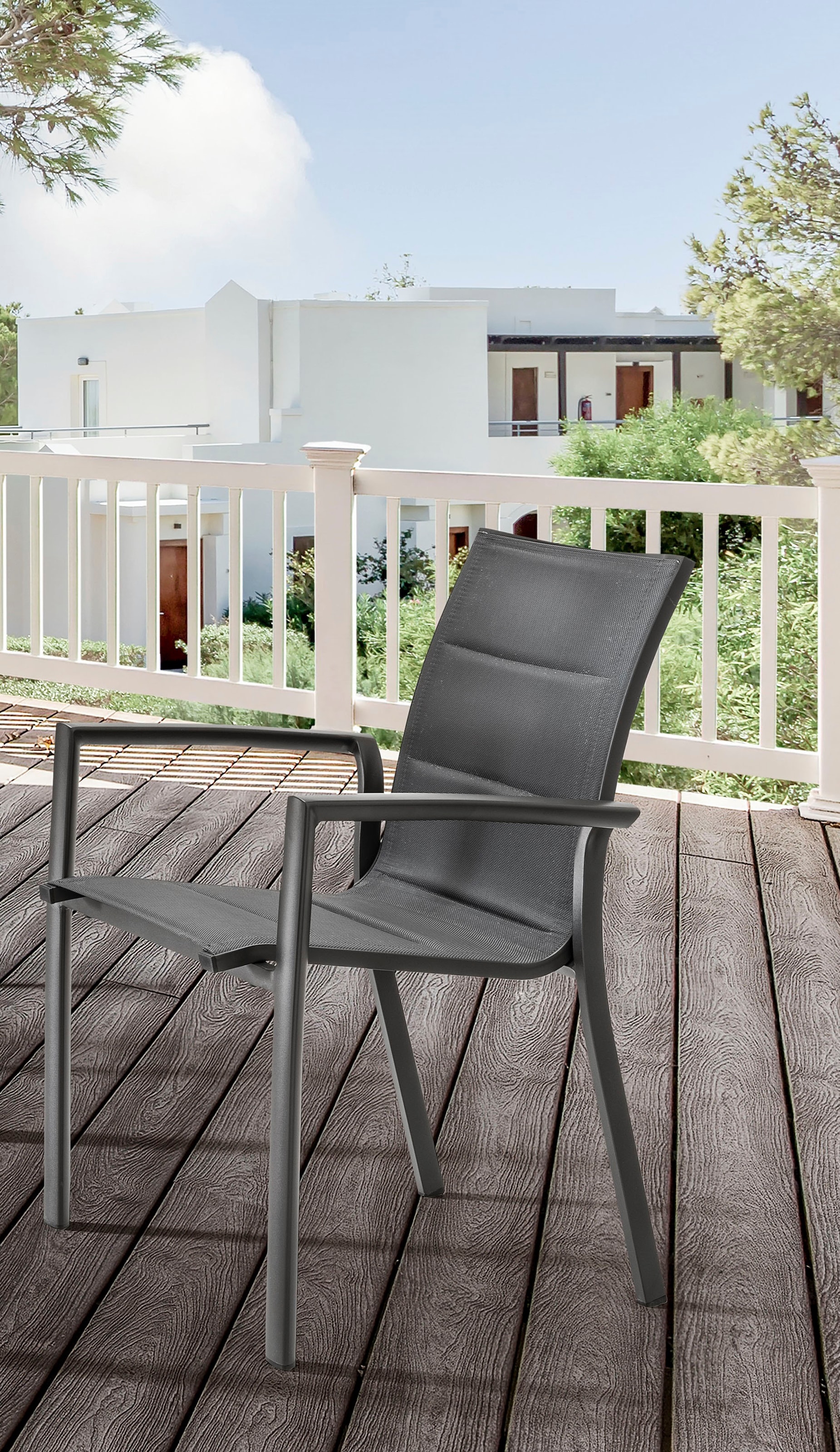 Destiny Garten-Essgruppe »COSTA CREMONA« 5 Stk. tlg. 4 Stapelsessel Textilene, 1 Tisch 160x90x74 cm