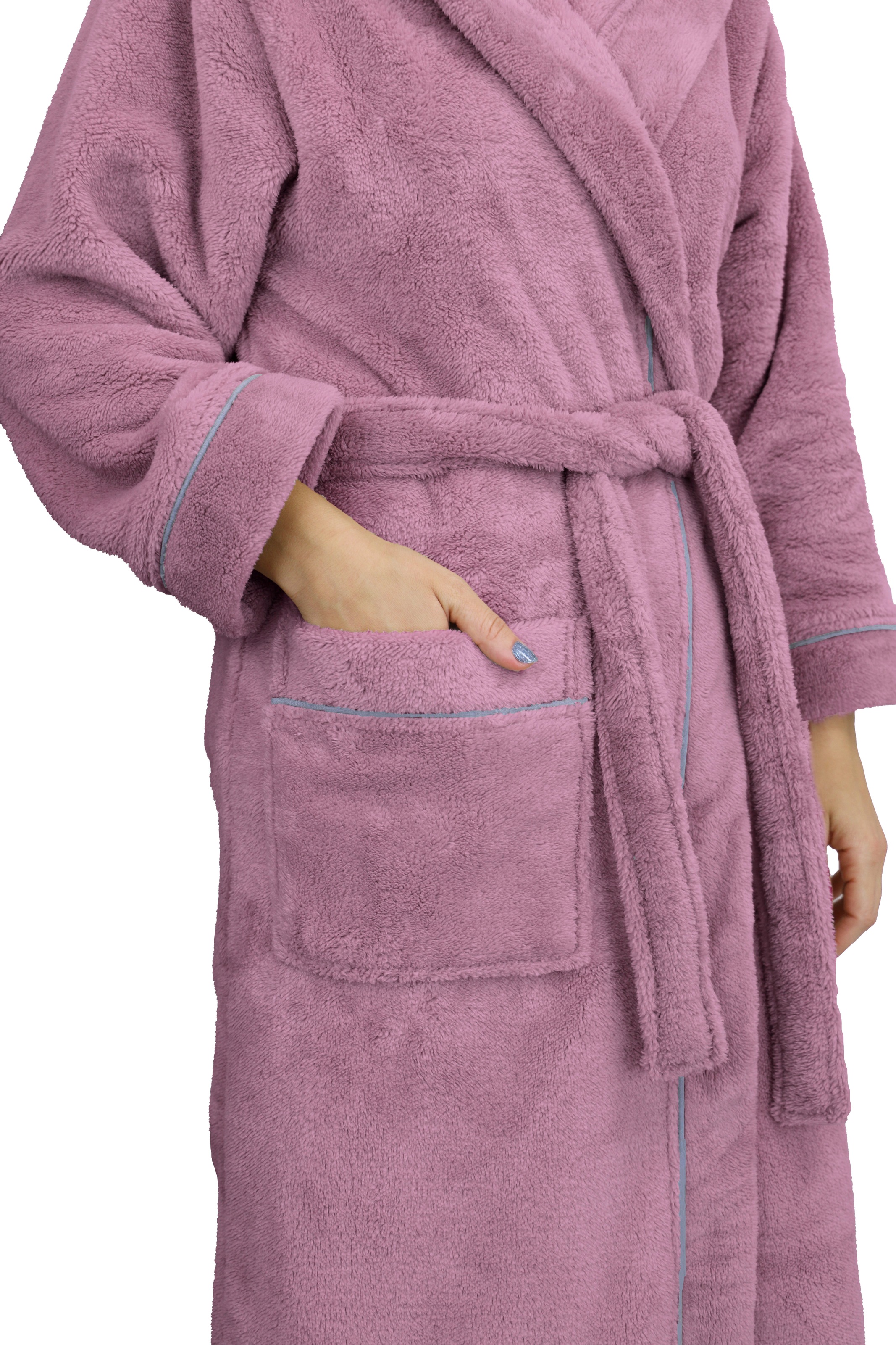 my home Unisex-Bademantel »Lillou, ideal für Sauna & Spa, Hotelbademantel, Morgenmantel«, (1 St.), kuschelig weicher Fleece, für Damen und Herren, XS-3XL