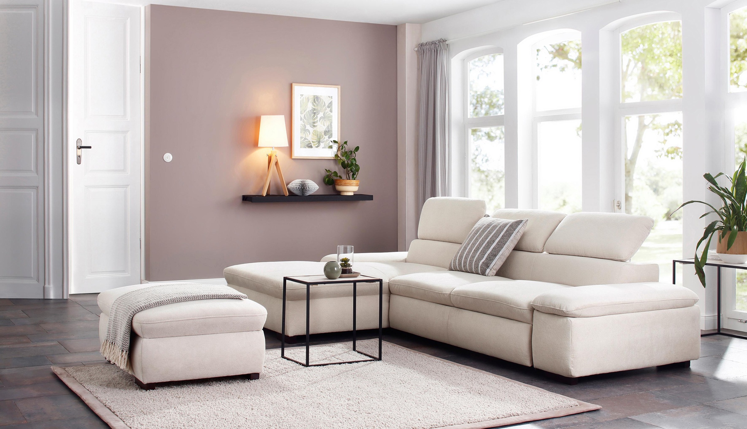 Home affaire Ecksofa »Alberto L-Form«, mit Kopfteilverstellung, wahlweise mit Bettfunktion