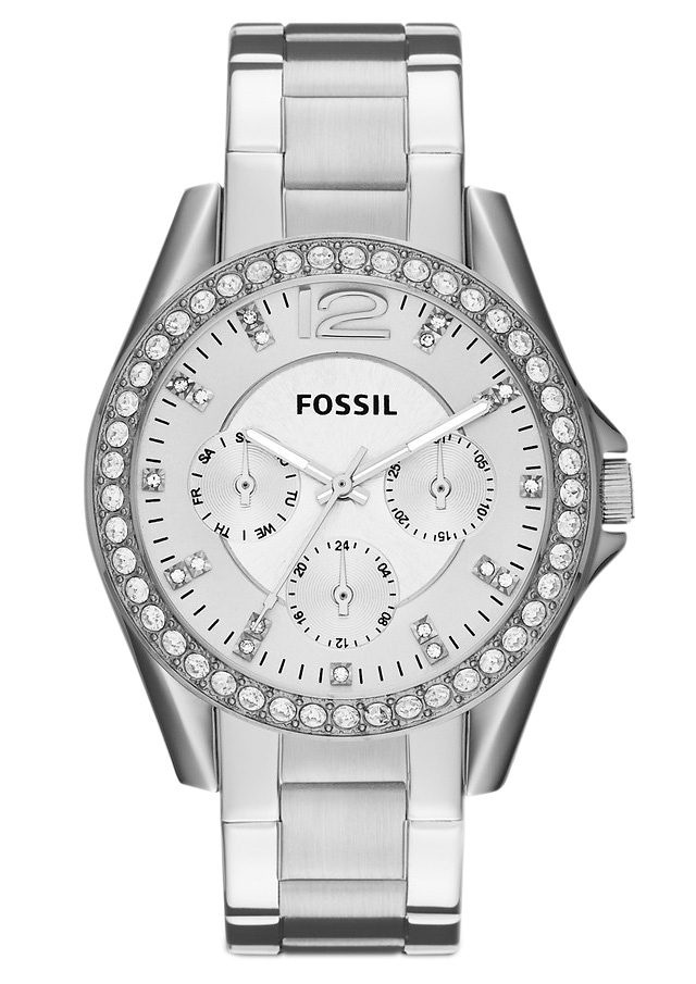 Fossil Multifunktionsuhr »RILEY, ES3202«, Quarzuhr, Armbanduhr, Damenuhr, Datum, 12/24-Stunden-Anzeige