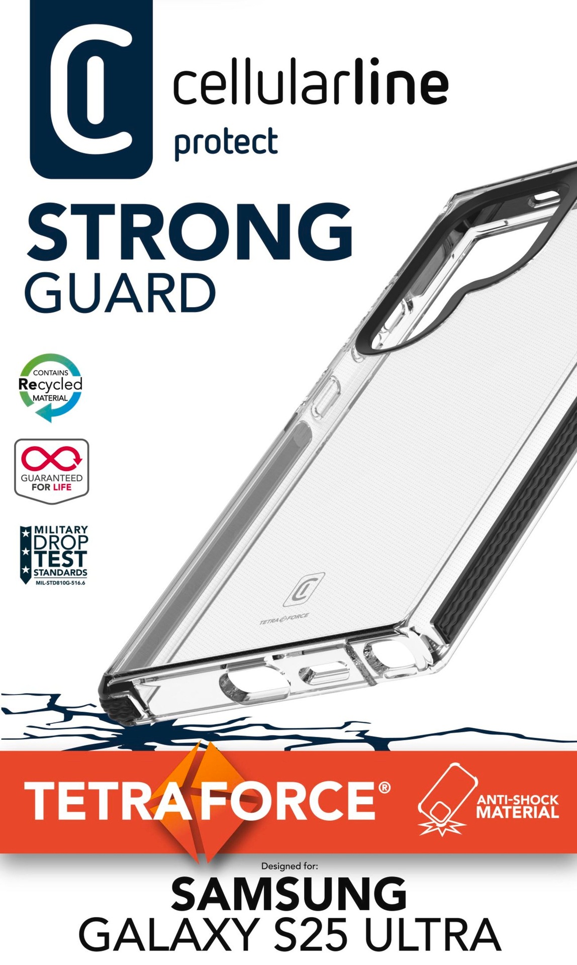 Cellularline Handyhülle »Tetra Force Strong Samsung Galaxy S25 Ultra«, Backcover, Schutzhülle, Handyschutzhülle, Case, Schutzcase, stoßfest