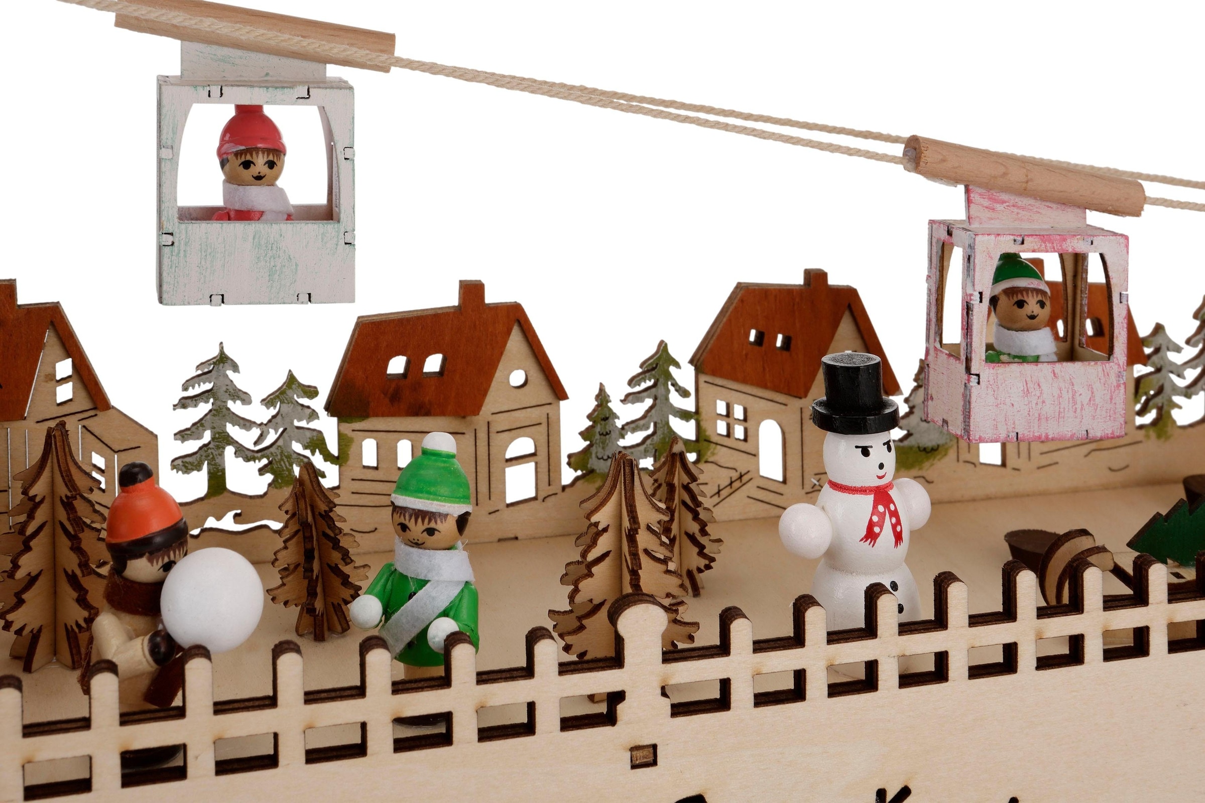 my home und und »Weihnachtsdeko«, Seilbahn bewegter Rodelbahn beleuchteten Schwibbogen mit Häuser