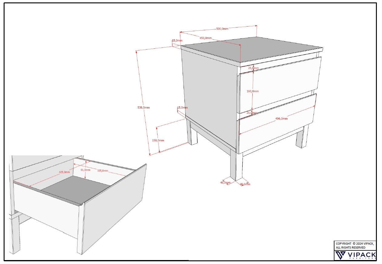 Vipack Jugendzimmer-Set »Set best. aus Einzelbett 90/200, Nachtkonsole, Kleiderschrank 3-trg.«, (3 tlg.), in gradlinigem Design, pflegeleichte lackierte Oberfläche in Weiß
