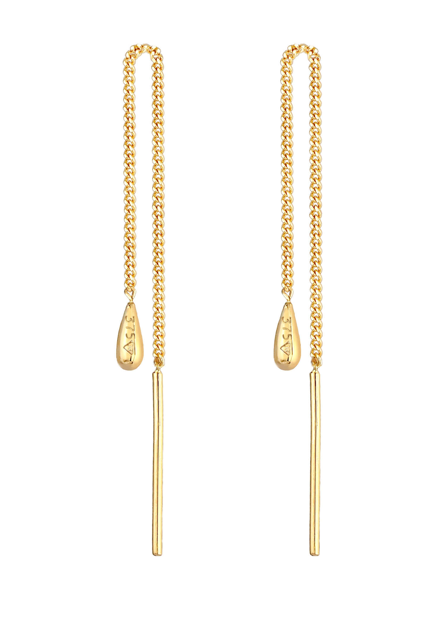 Elli Premium Paar Ohrstecker »Ohrringe Tropfen Basic Durchzieher 375 Gelbgold«