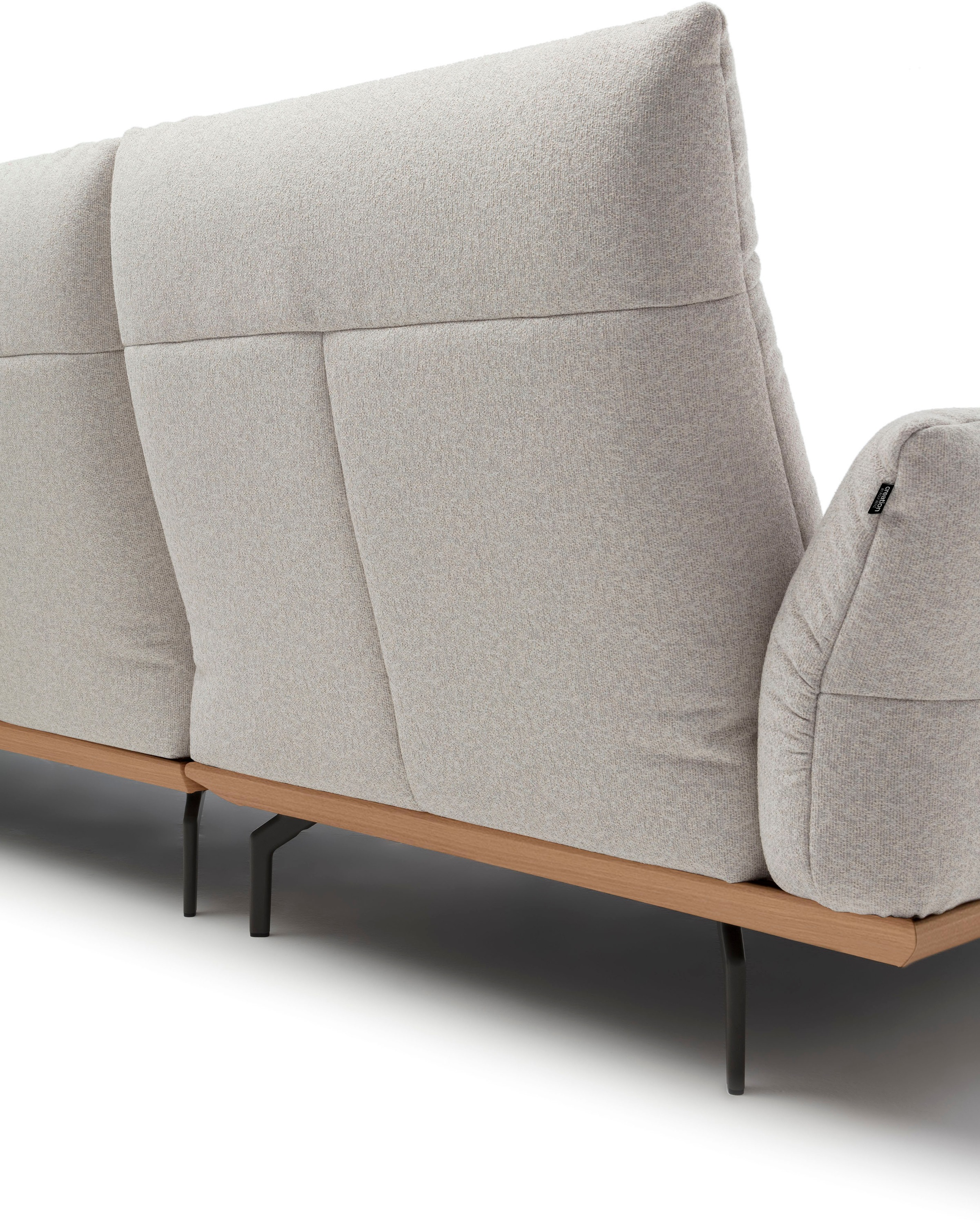 Creation BY ROLF BENZ Ecksofa »CR.460«, Sockel in Eiche, Winkelfüße in Umbragrau, Breite 318 cm