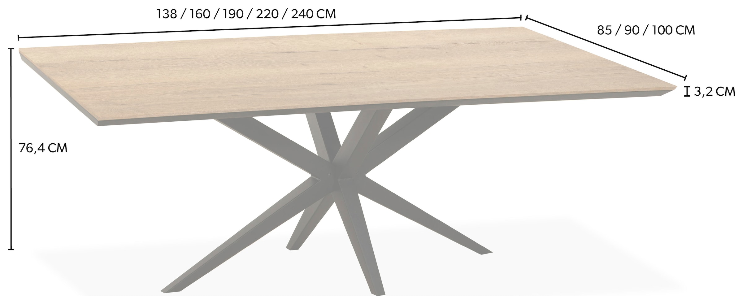 OMG Design Esstisch »Wellington« 1 Stk. tlg. Hochwertige Melamin-Tischplatte mit Metallgestell