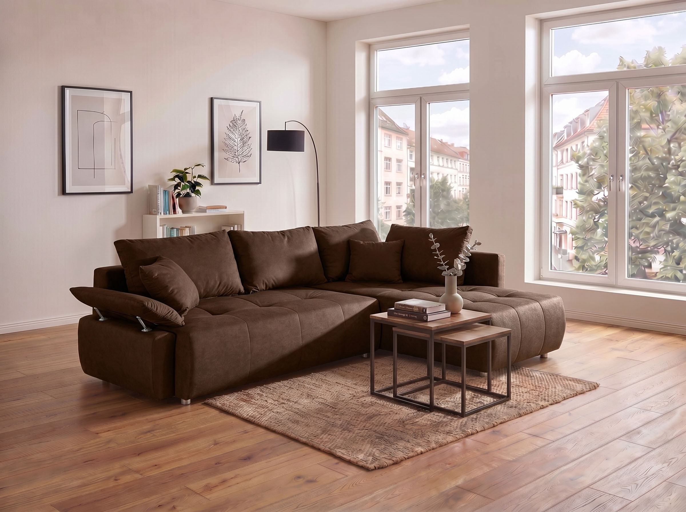 COLLECTION AB Ecksofa "Funtastic L-Form, B: 213 cm, Schlaffunktion, Bettkasten, auch in Cord" Armteilverstellung, Bonnellfederkern, frei stellbar