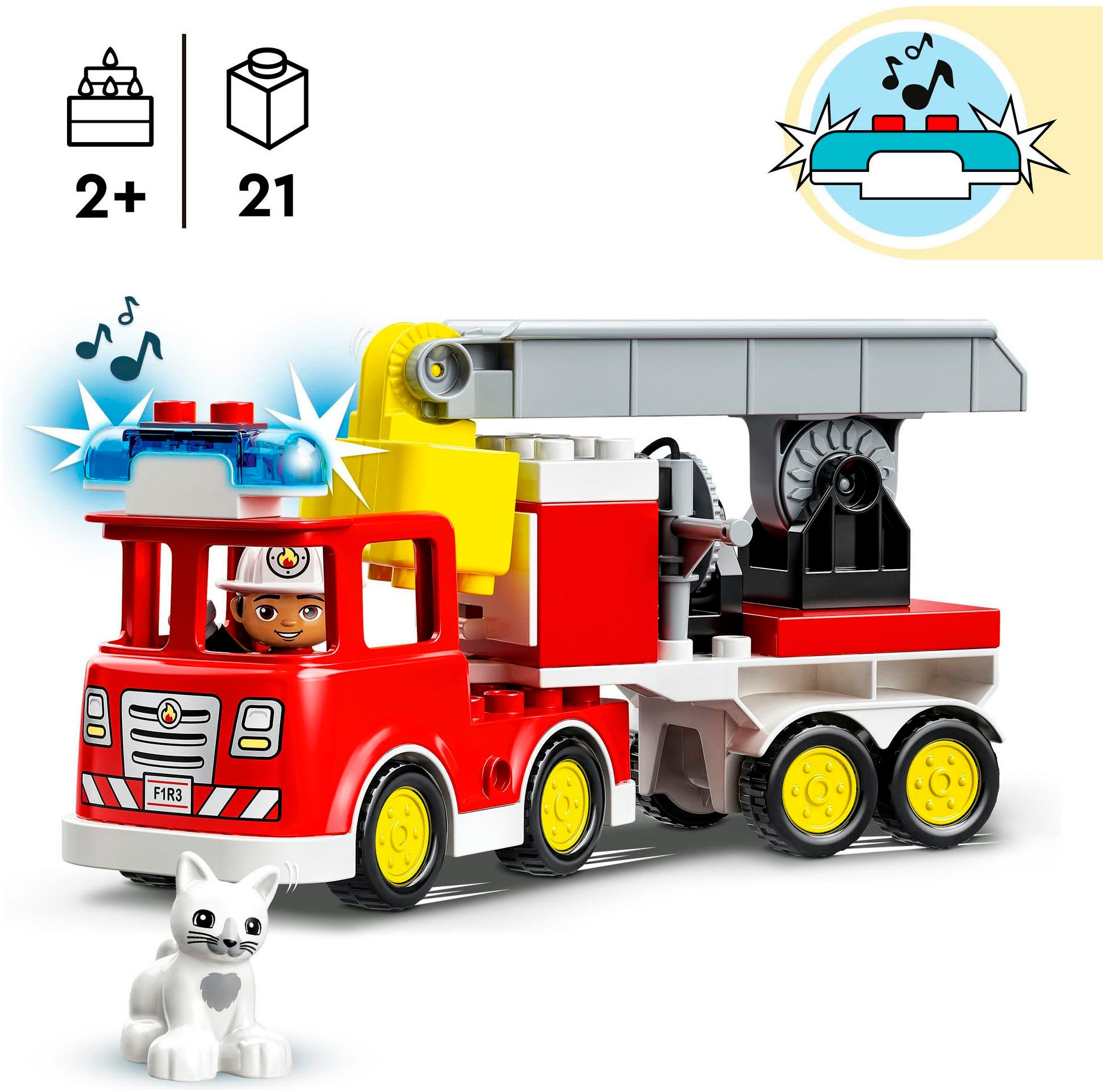 LEGO® Konstruktionsspielsteine »Feuerwehrauto (10969), LEGO® DUPLO«, (21 St.), mit Sirene und Licht; Made in Europe