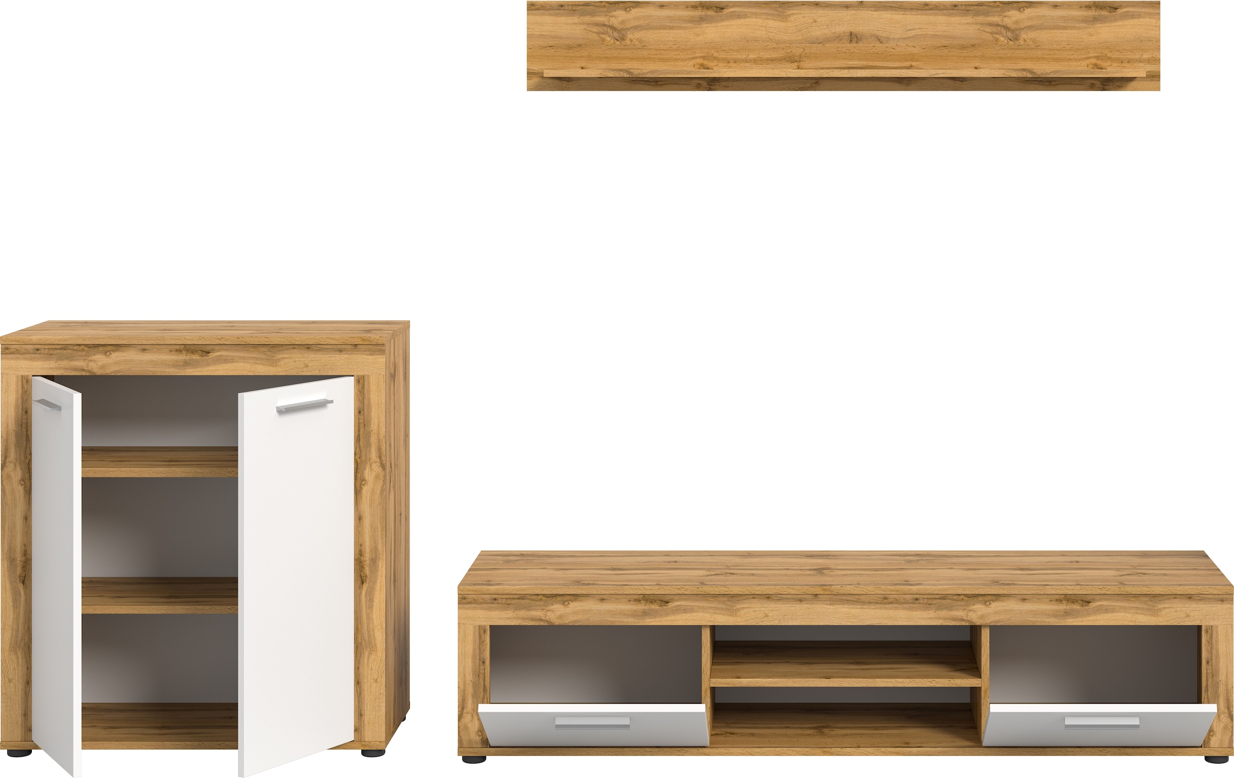 INOSIGN Wohnwand »Aosta, Breite 255cm, bestehend aus Highboard, Lowboard, Wandboard« 3 Stk. tlg.